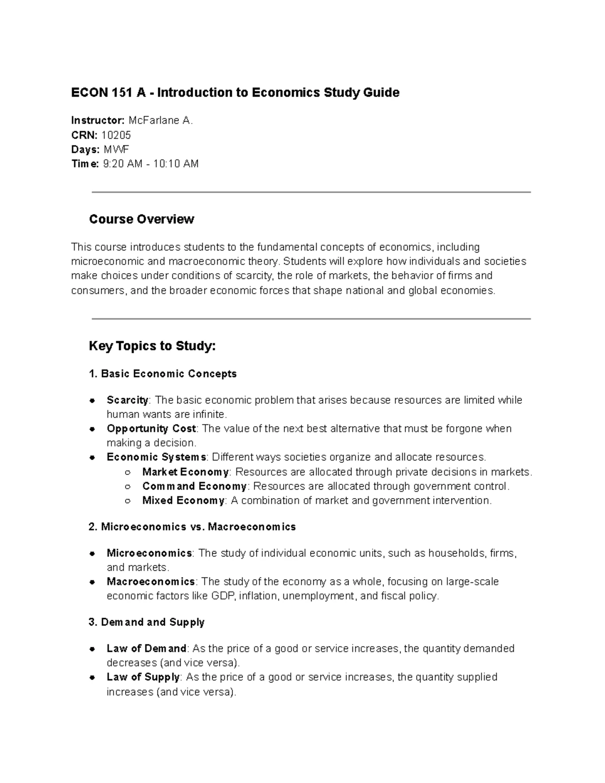 ECON 251 B - Intermediate Microeconomics Comprehensive Study Guide ...