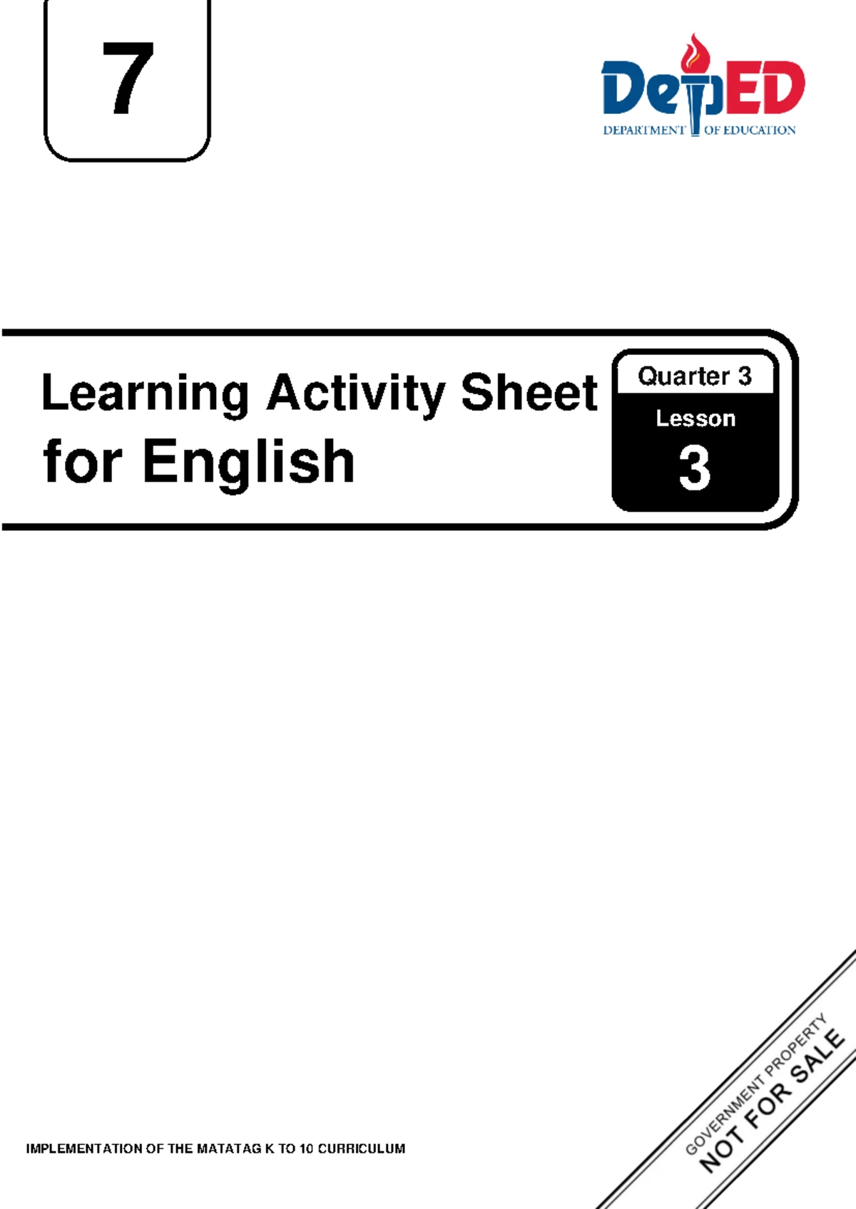 Q3 WS English 7 Lesson 1 Week 1 - Learning Activity Sheet for English 7 ...