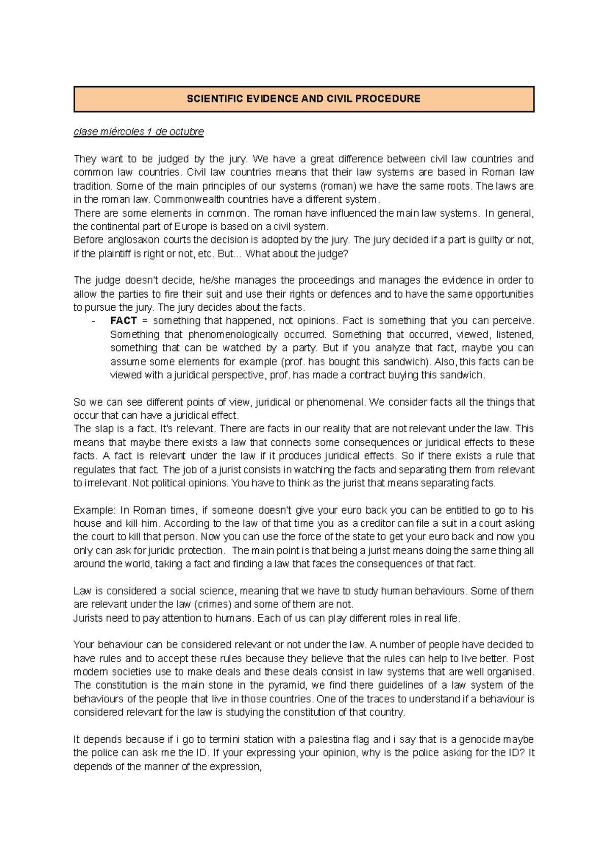 SCI 101: Scientific Evidence and Civil Procedure Overview - Studocu