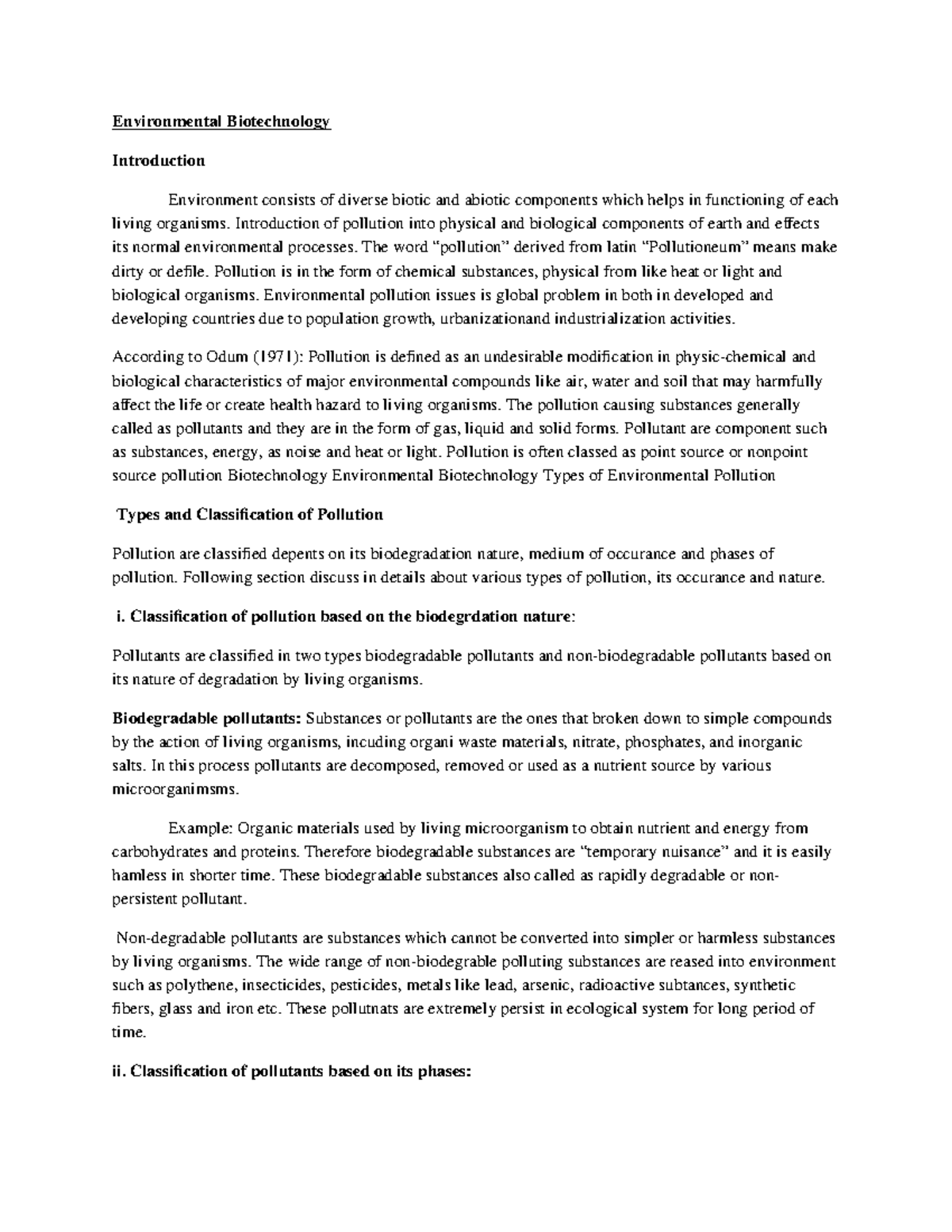 VIl Sem Unit 1: Introduction to Environmental Biotechnology and ...