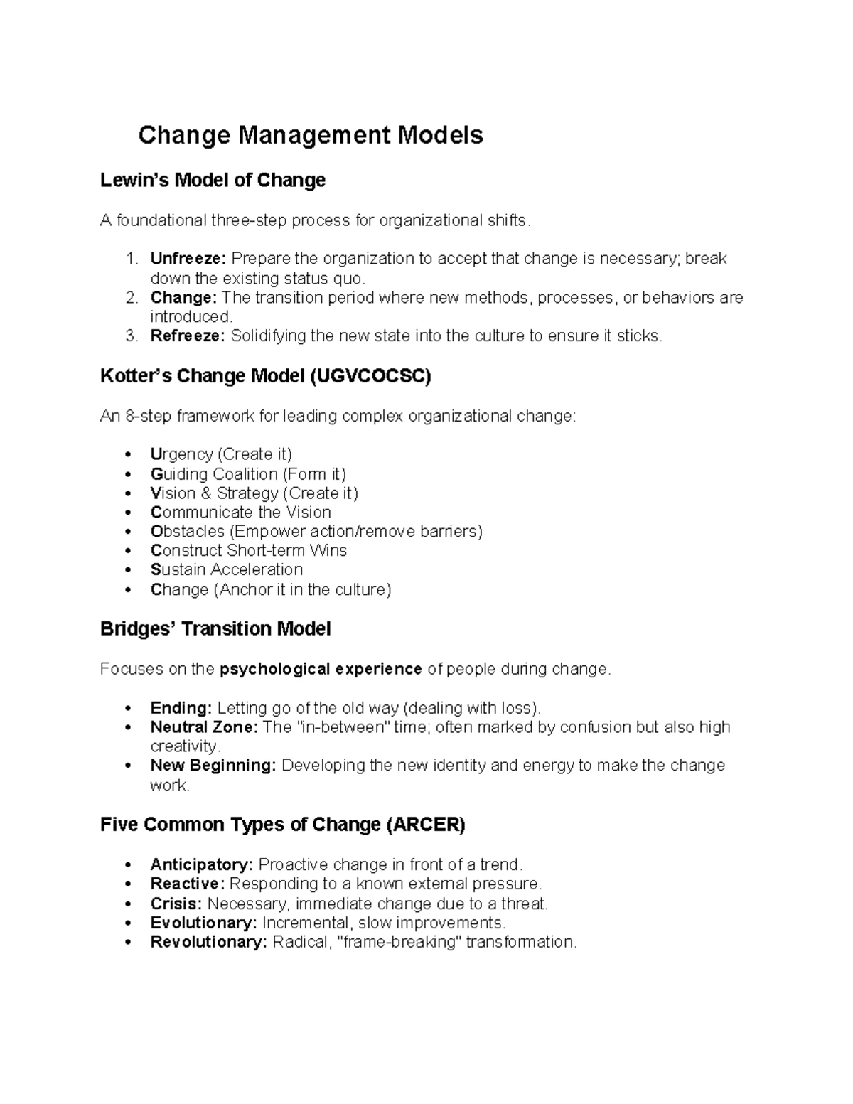 Organizational Change and Innovation Practice Exam - Studocu