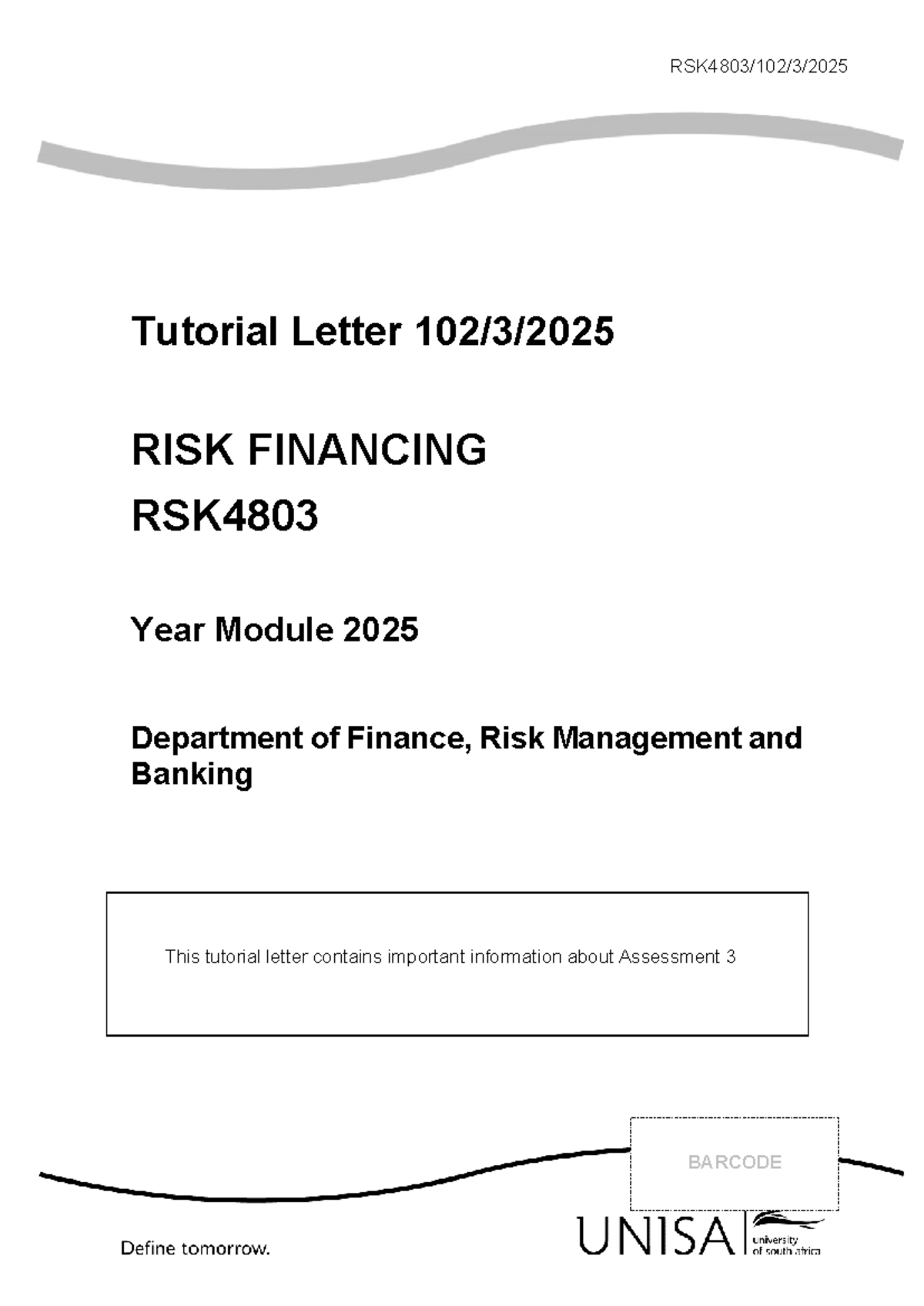 RSK4803 Assessment 3: Risk Management Failures & Cost Analysis - Studocu