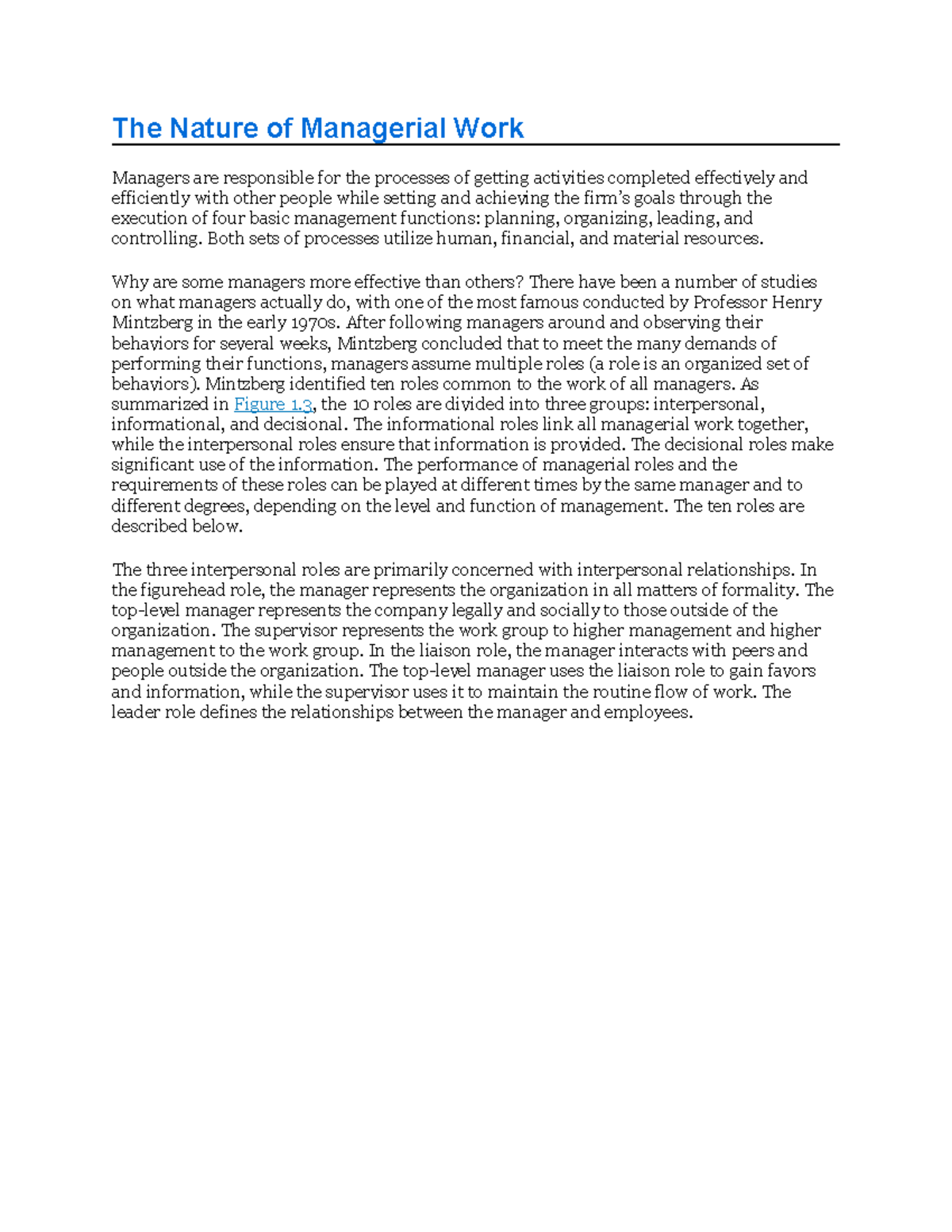 The Nature of Managerial Work: Insights from Mintzberg's Study