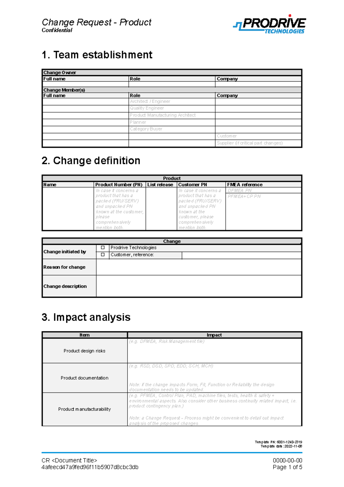 CPM5K5 Change Request Template: Impact Analysis and Implementation ...