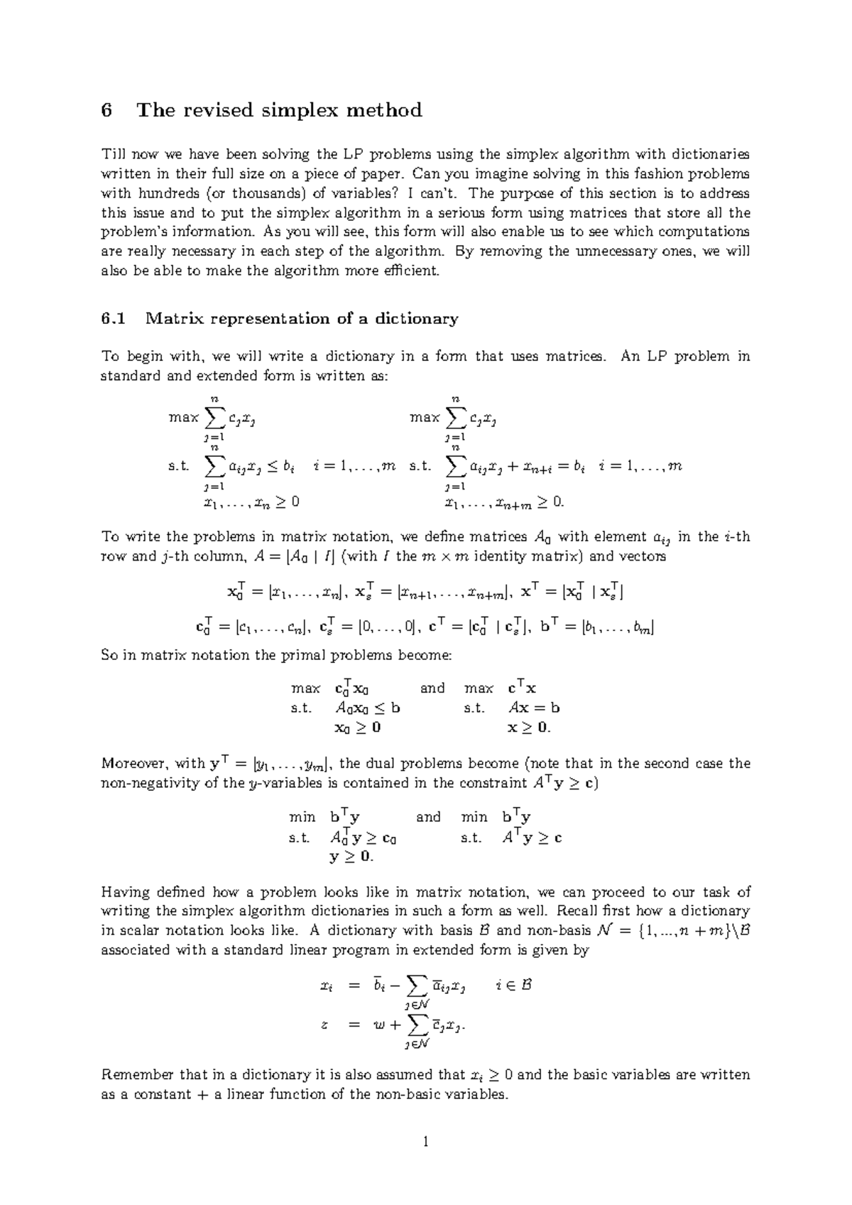 Revised Simplex Method Overview (Course Code: 6) - Studeersnel