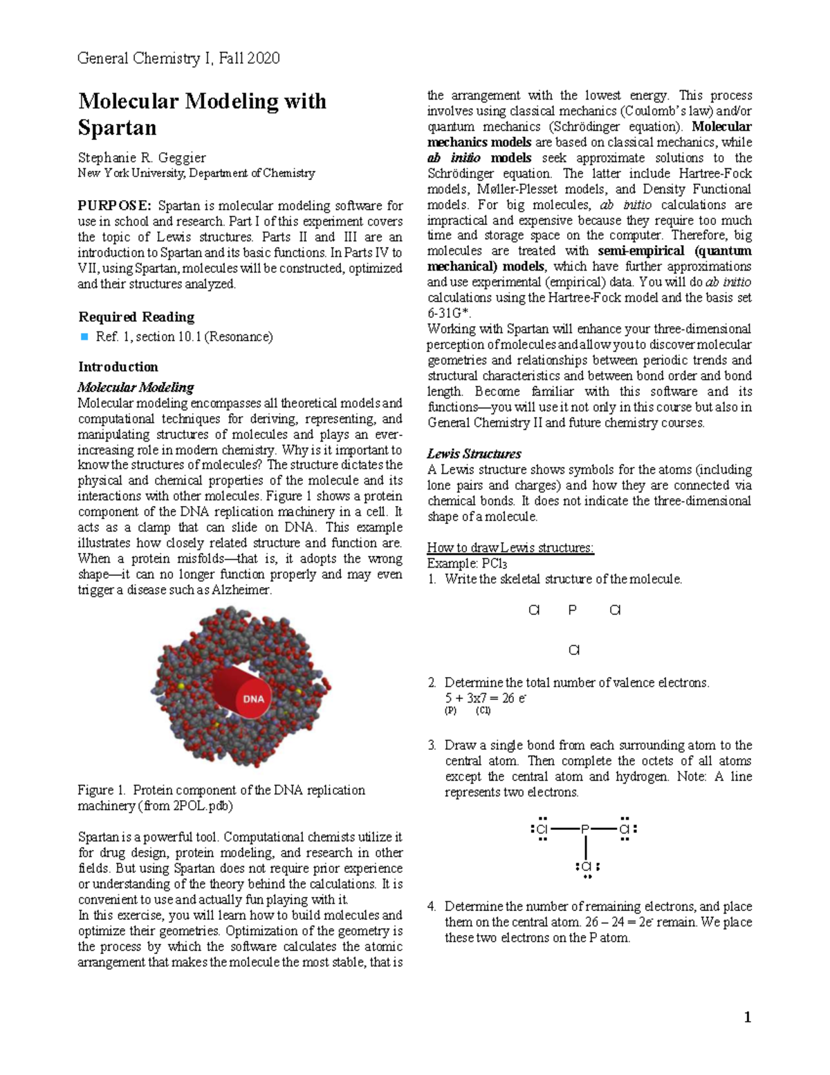 General Chemistry I, Fall 2020: Molecular Modeling Lab 1 - Studocu