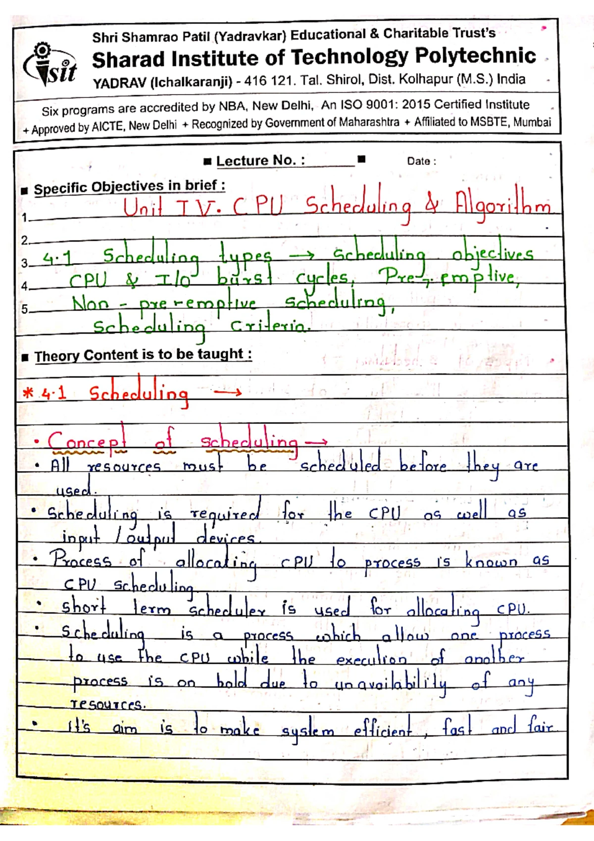 OSY Chapter 3 - sit Sharad Shri Shamrao Institute Patil (Yadravkar) of ...