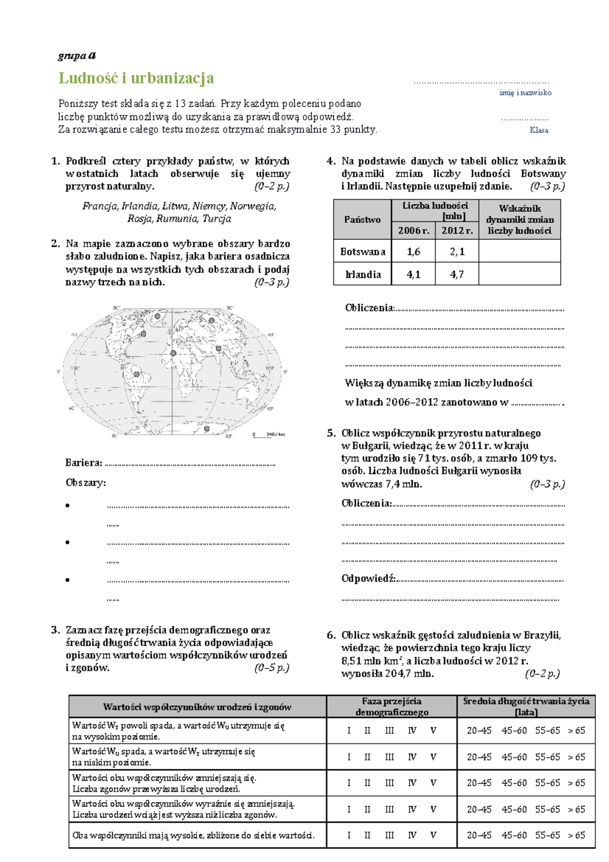 Dział 2 - Ludność i Urbanizacja: Test na Zrozumienie Tematów - Studocu