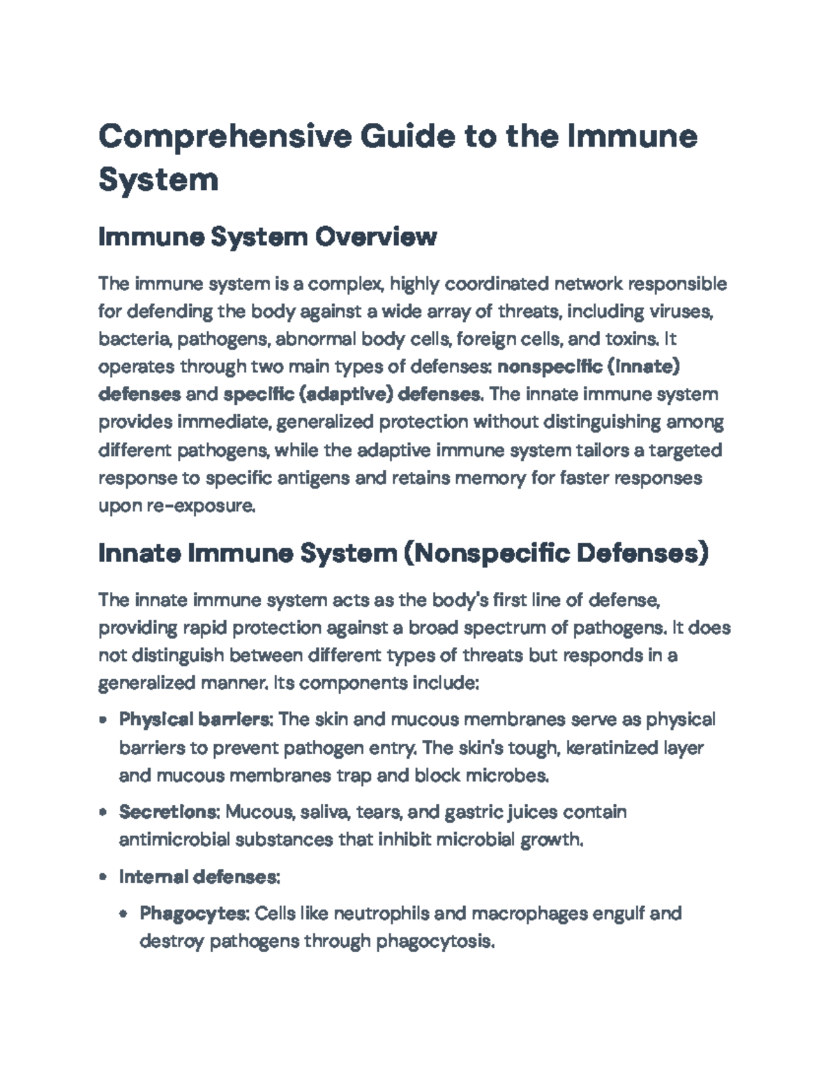 Comprehensive Study Guide: Immune System Overview (BIO 101) - Studocu
