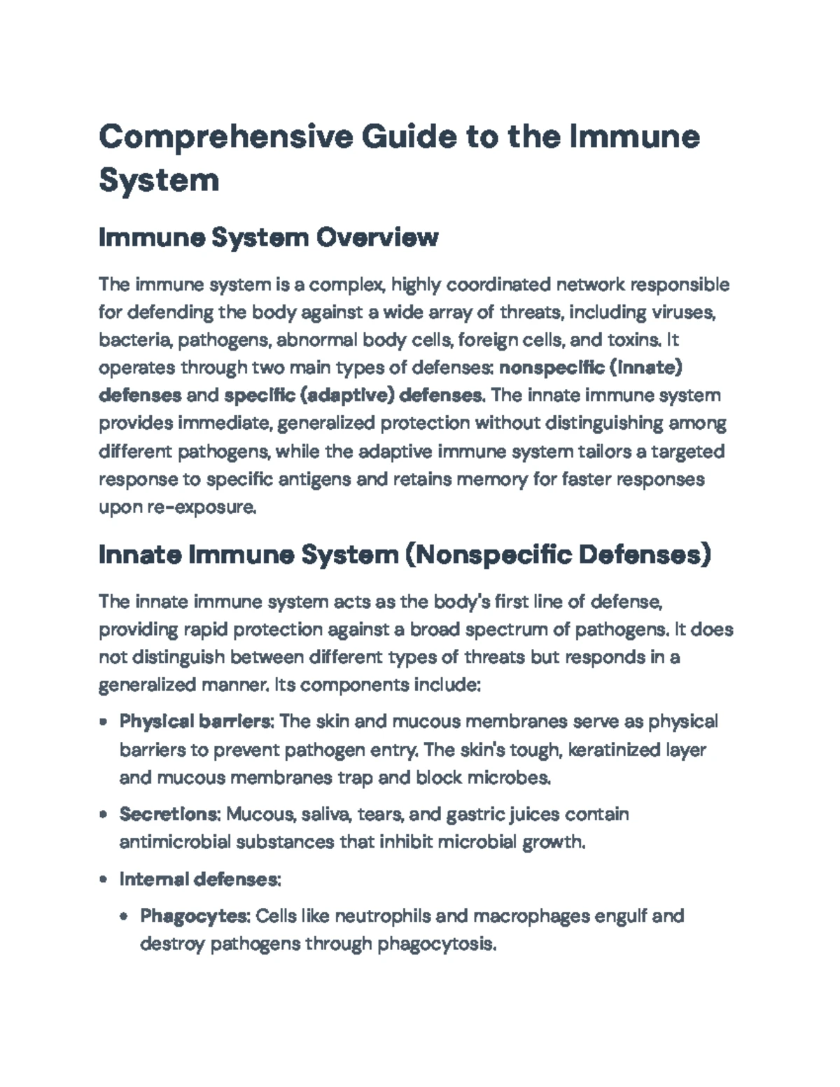 Comprehensive Overview of the Immune System: Innate & Adaptive ...