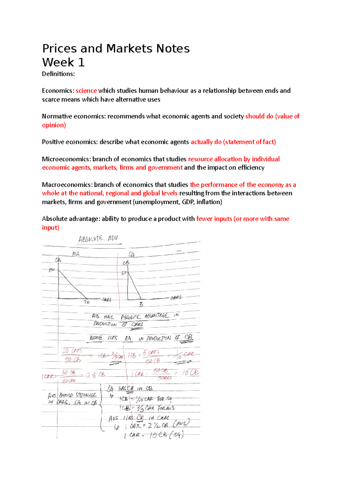 Prices and Markets Notes - Quantity demanded (QD): refers to the ...