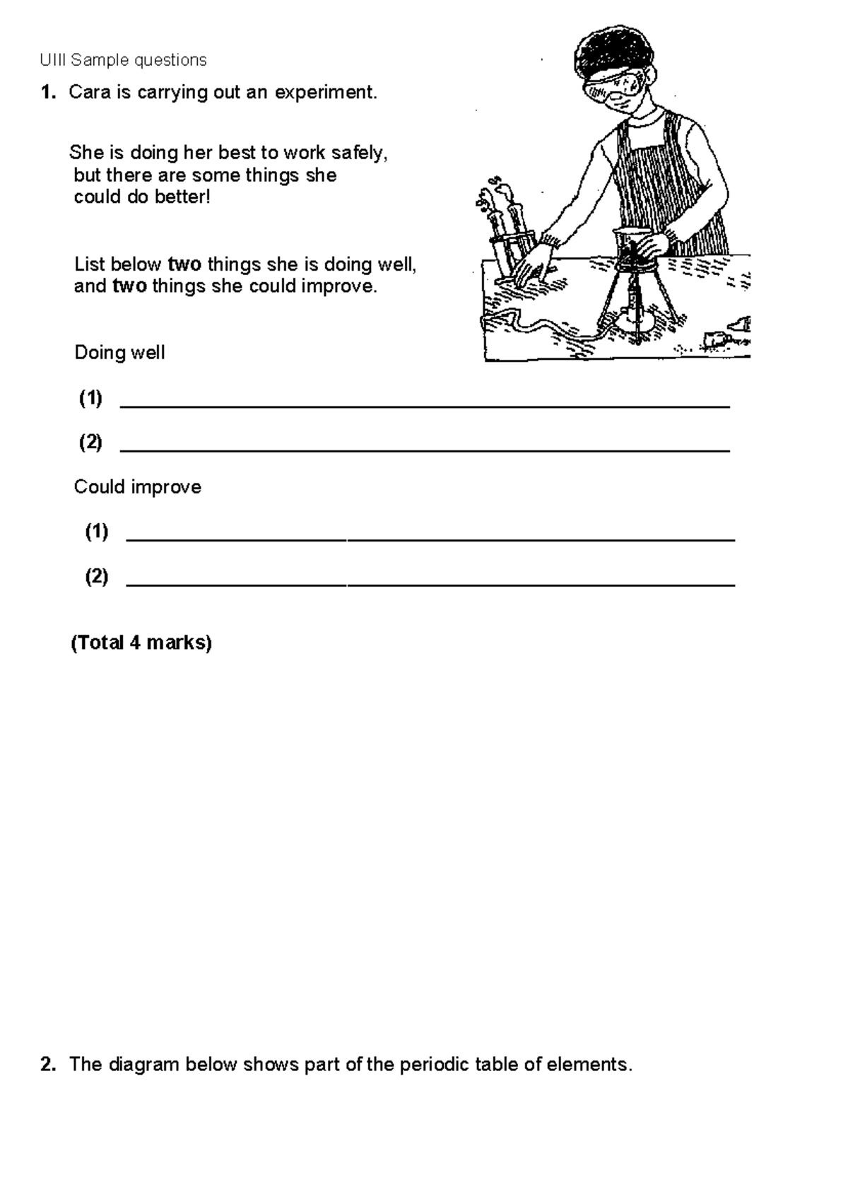 Sample Questions - Chemistry Lab Safety & Experiments (CHEM101) - Studocu