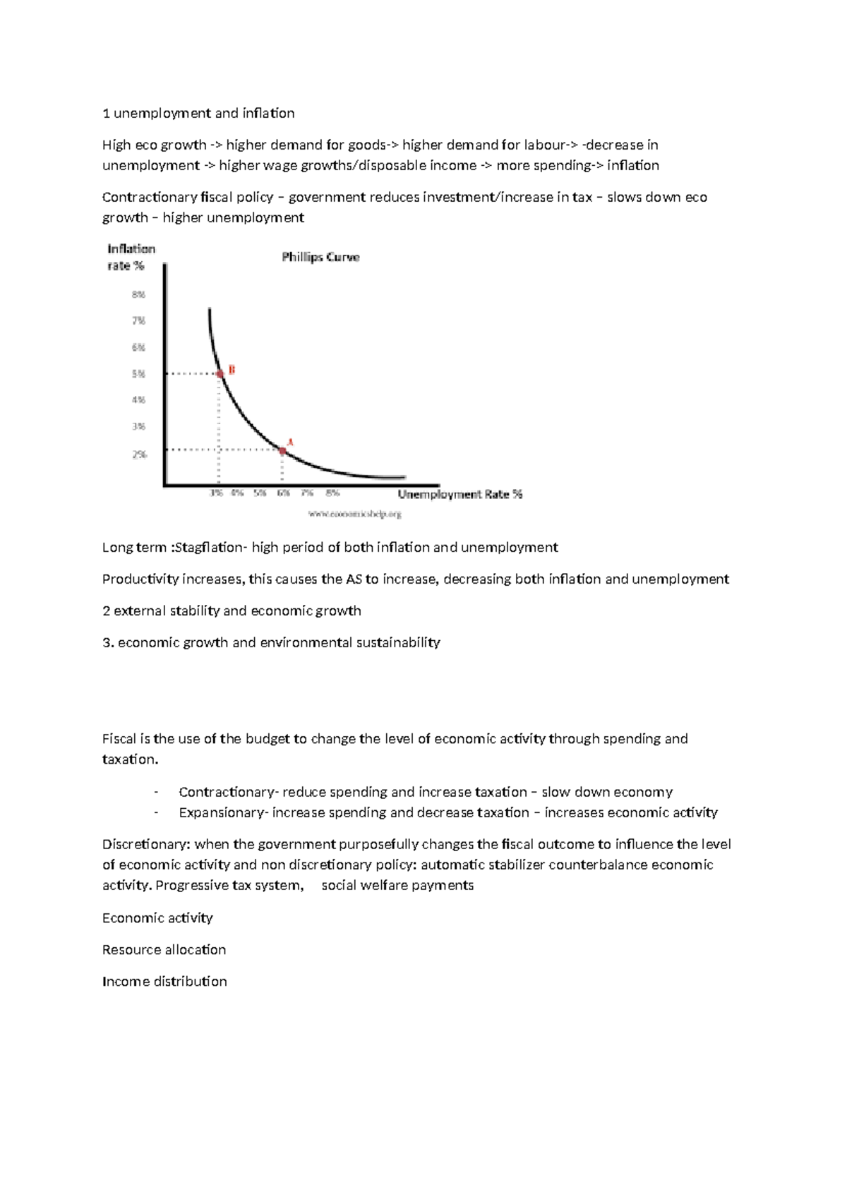 Topic 4 - Notes - 1 unemployment and inflation High eco growth ...