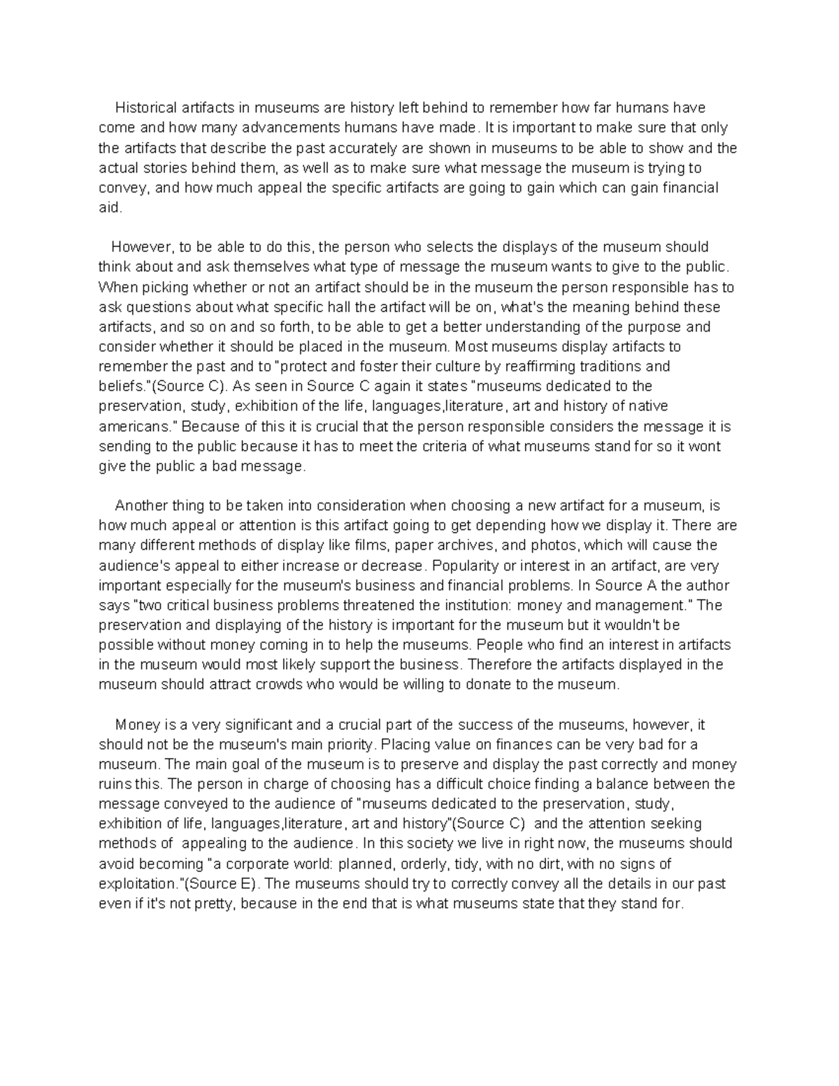 Synthesis Essay: Examining Museum Artifact Representation - 4/29/24 ...