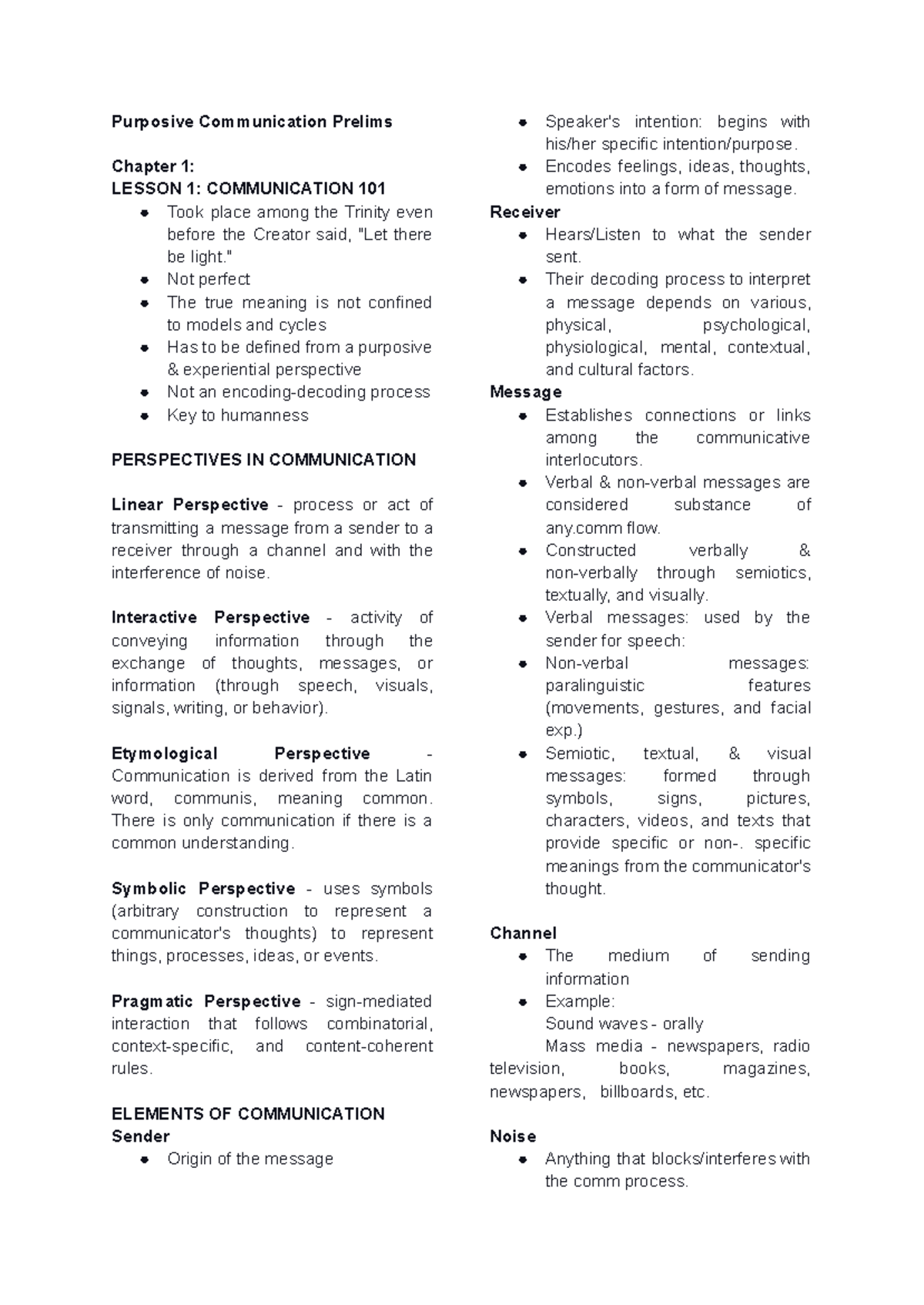 Pur com prelim reviewer - Purposive Communication Prelims Chapter 1 ...
