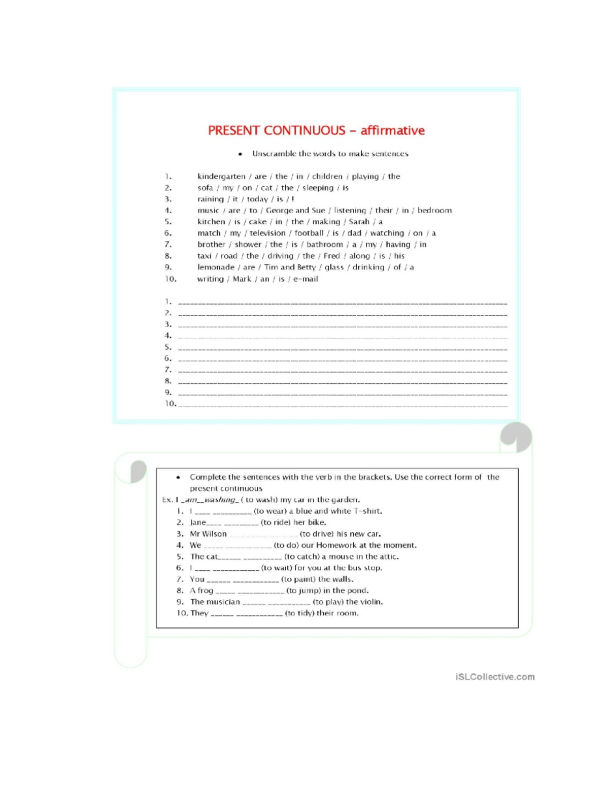 PRESENT CONTINUOUS INTERROGATIVE GRAMMAR WORKSHEET - Studocu