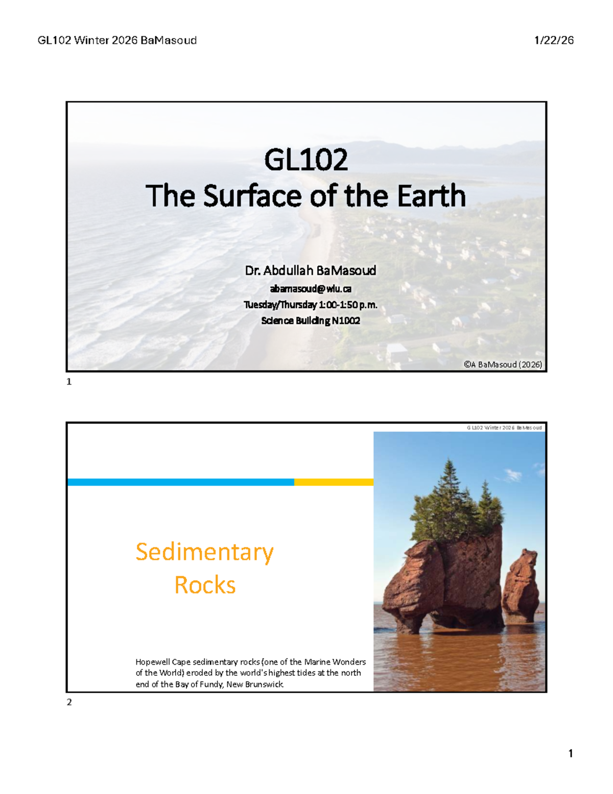GL102 Winter 2026 Lecture 05: Understanding Sedimentary Rocks - Studocu
