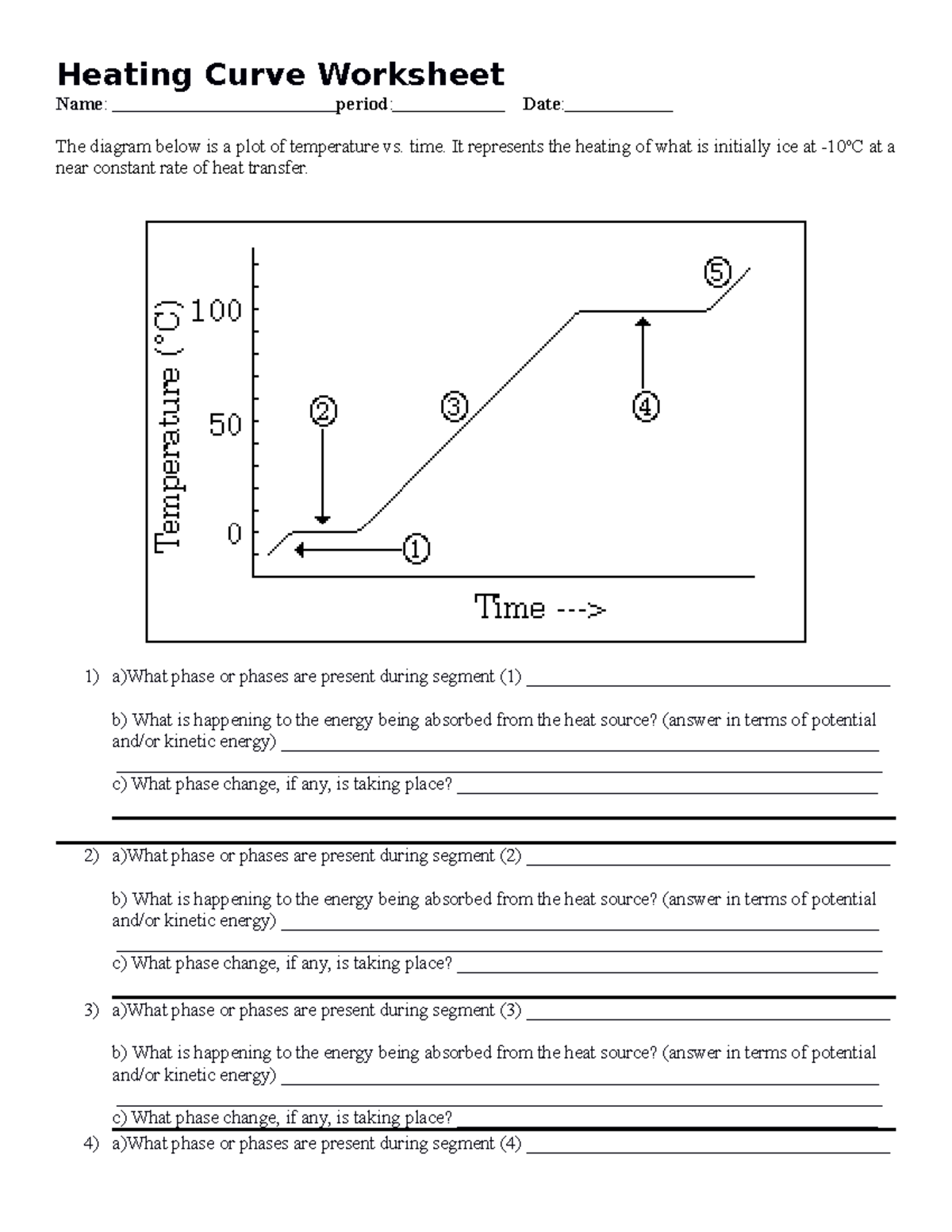 Heating curve wrksht v2 - Heating Curve Worksheet Name: period: Date ...
