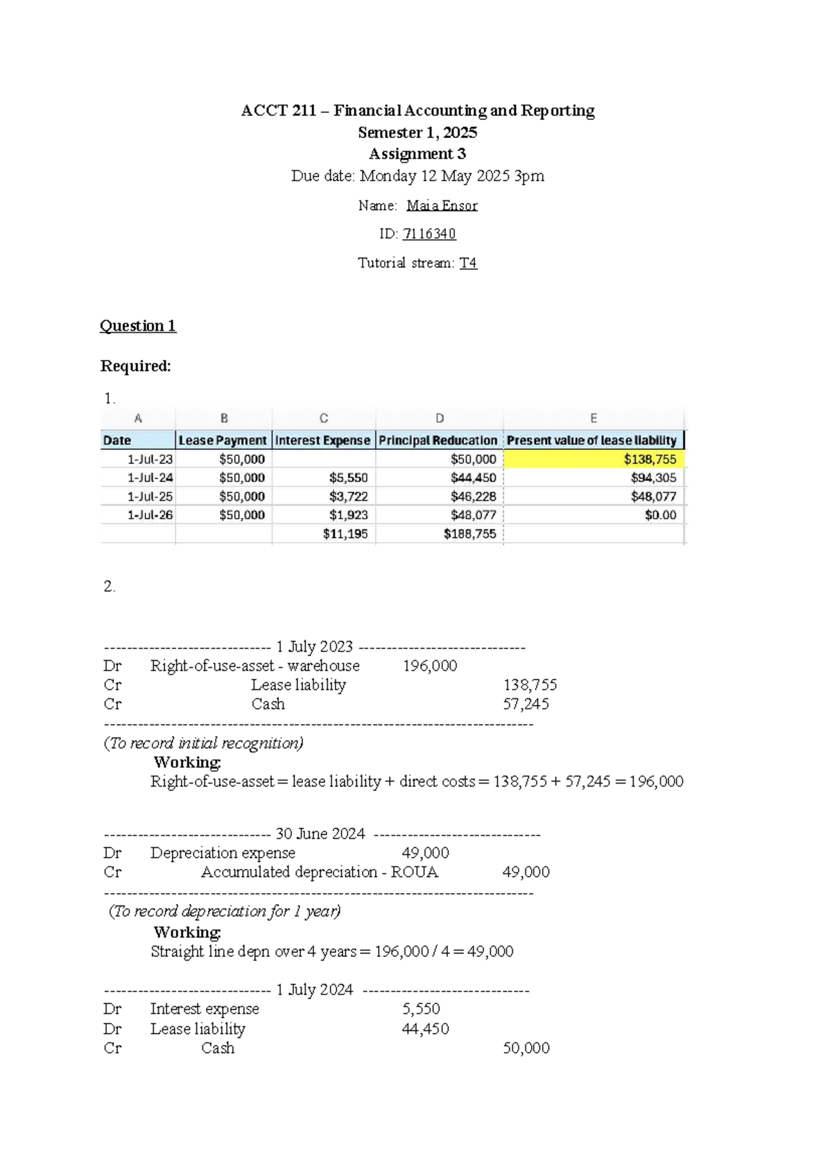 ACCT 211 Financial Accounting & Reporting Assignment 3 Analysis - Studocu