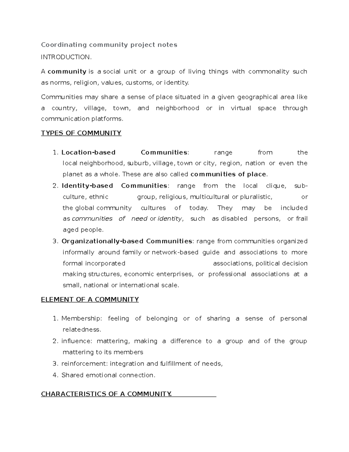 Swcr 036 Community Project Coordination Notes - Studocu
