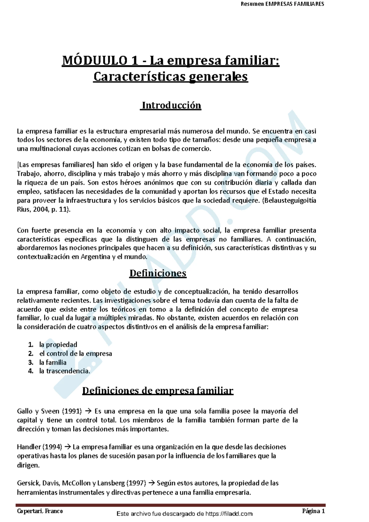 M2 Resumen: Perspectivas y Desafíos en Empresas Familiares - Studocu