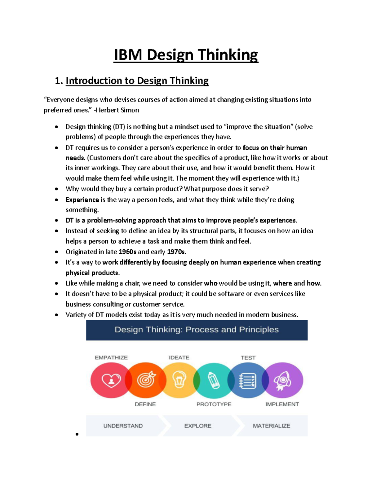 IBM Design Thinking: Principles and Practices for Enterprise DT - Studocu