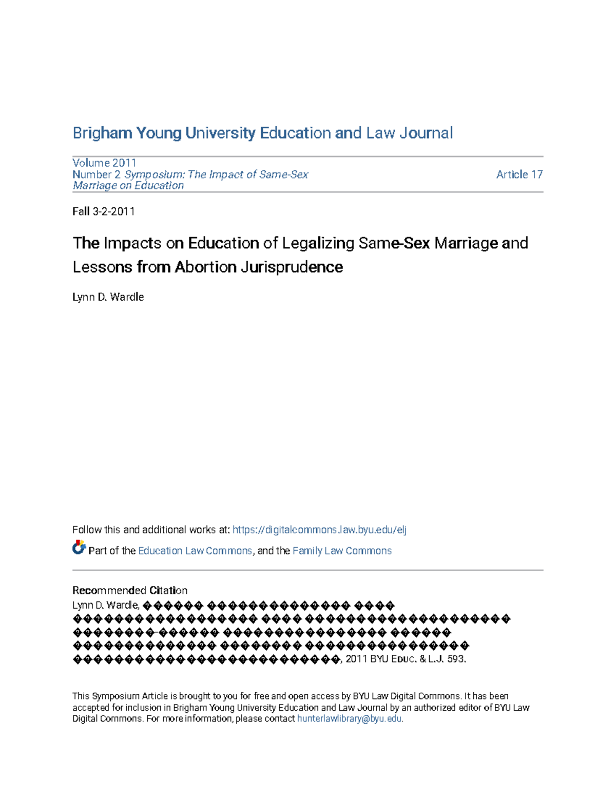 Impacts of Legalizing Same-Sex Marriage on Education: A BYU Symposium ...