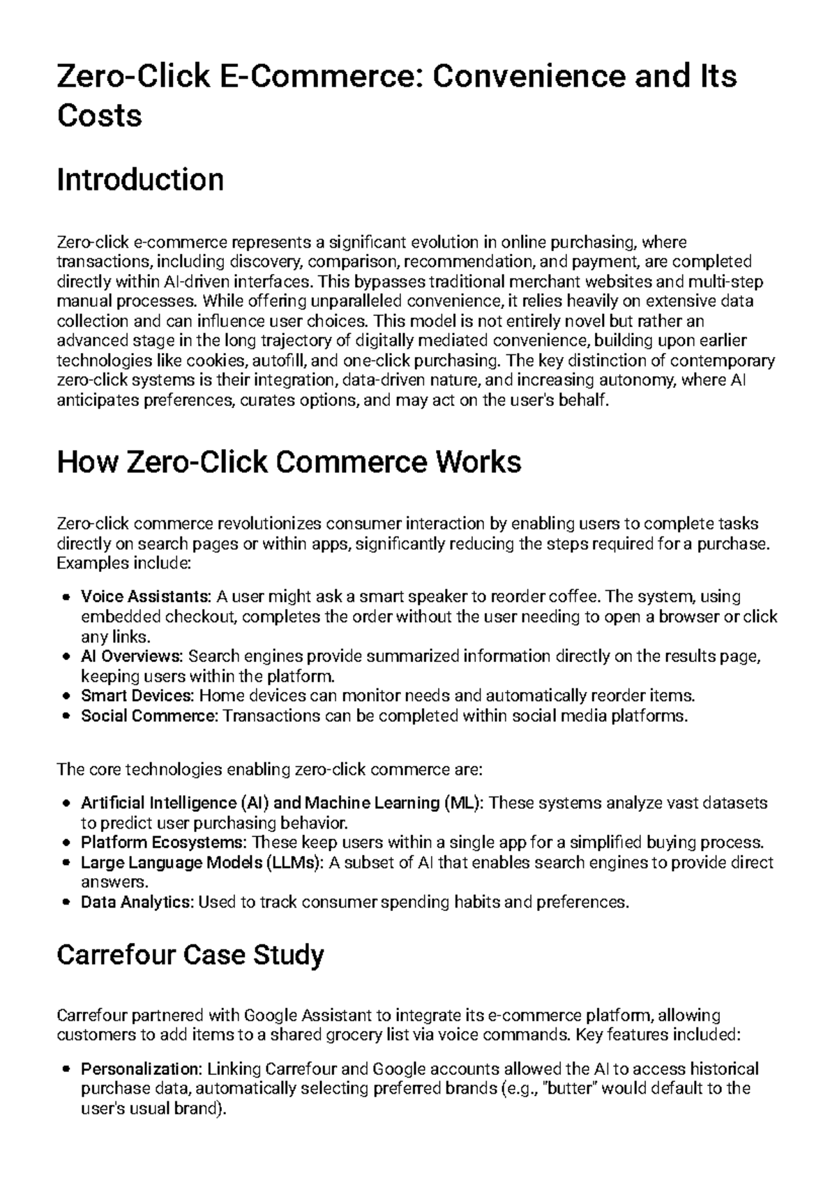 Zero-Click E-Commerce: Convenience and Its Costs - Studocu