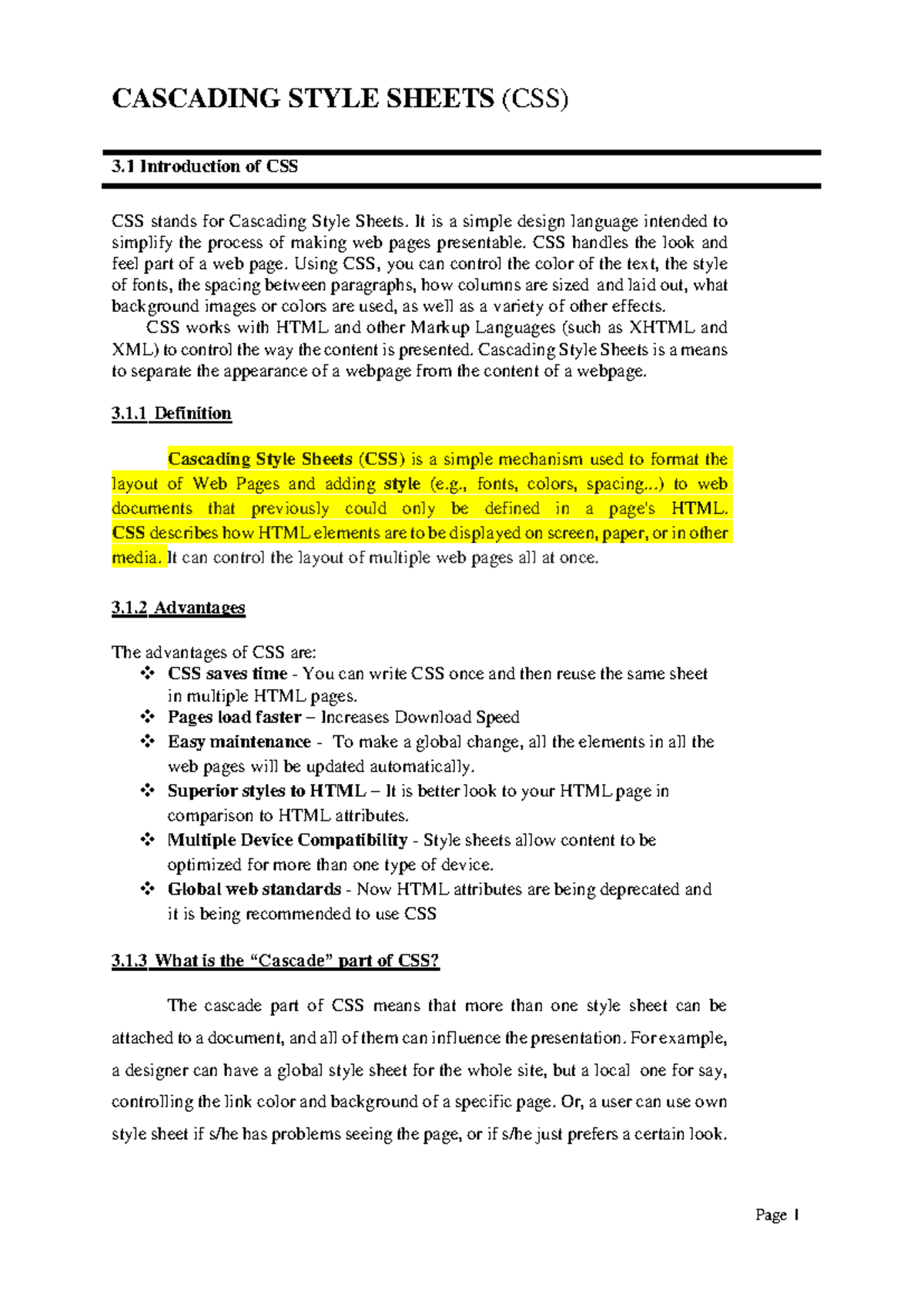 5. WT Unit 1 (CSS) - Comprehensive Notes on Cascading Style Sheets ...