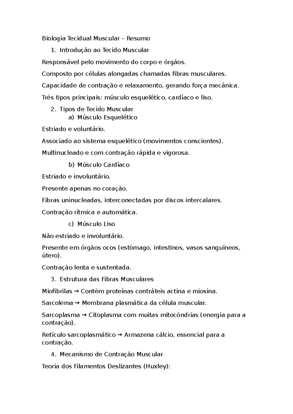 Muscular - Map sistema - Biologia Tecidual Muscular – Resumo 1 ...