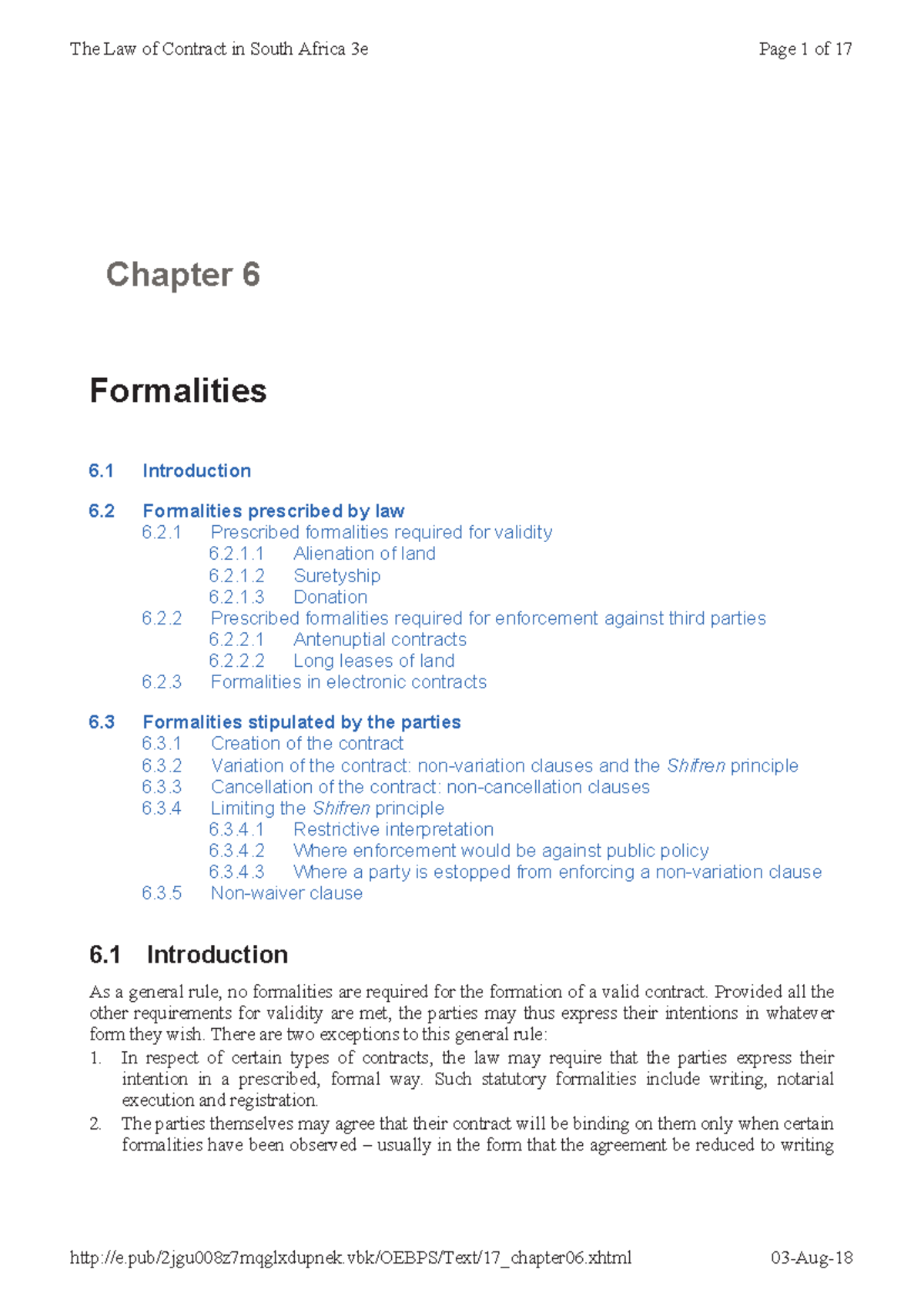 Chapter 6-Formalities of a Contract - &KDSWHU )RUPDOLWLHV ,QWURGXFWLRQ ...