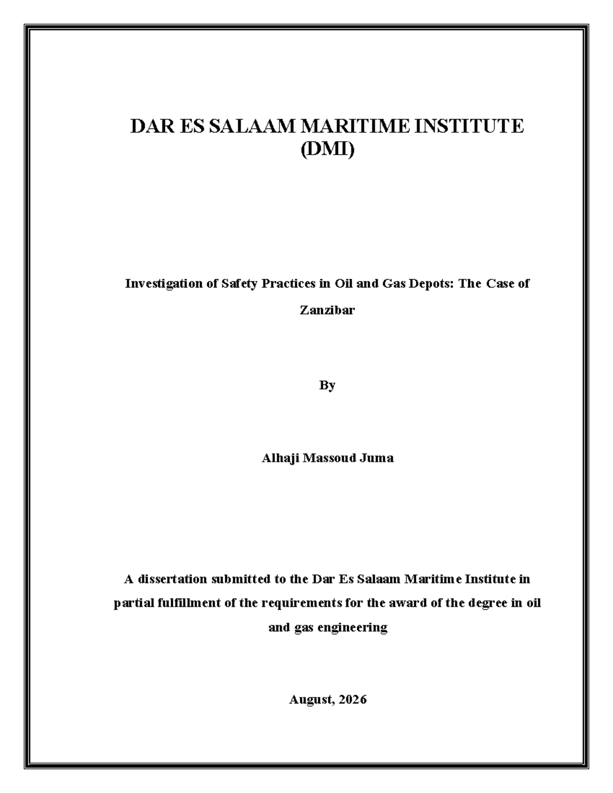 Investigation of Safety Practices in Oil and Gas Depots: Zanzibar - Studocu
