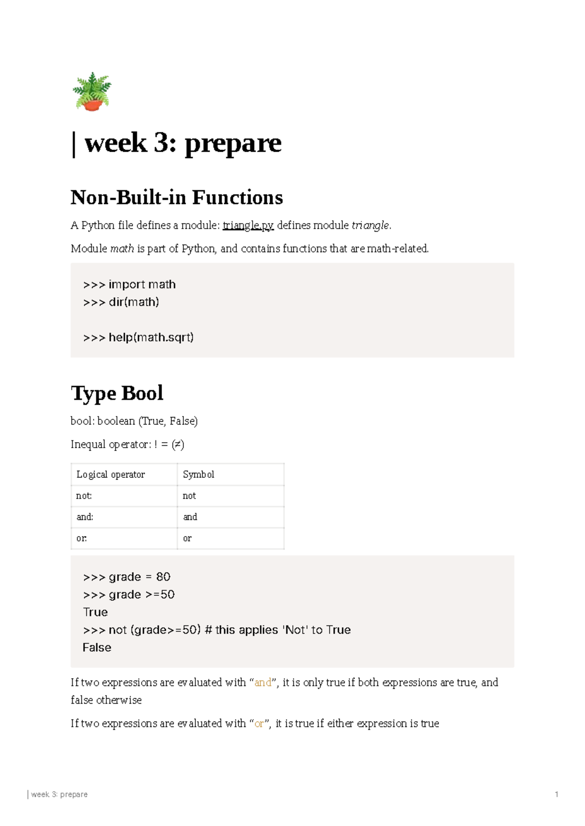 CSC108 Week 3 Prep: Functions and If Statements in Python - Studocu