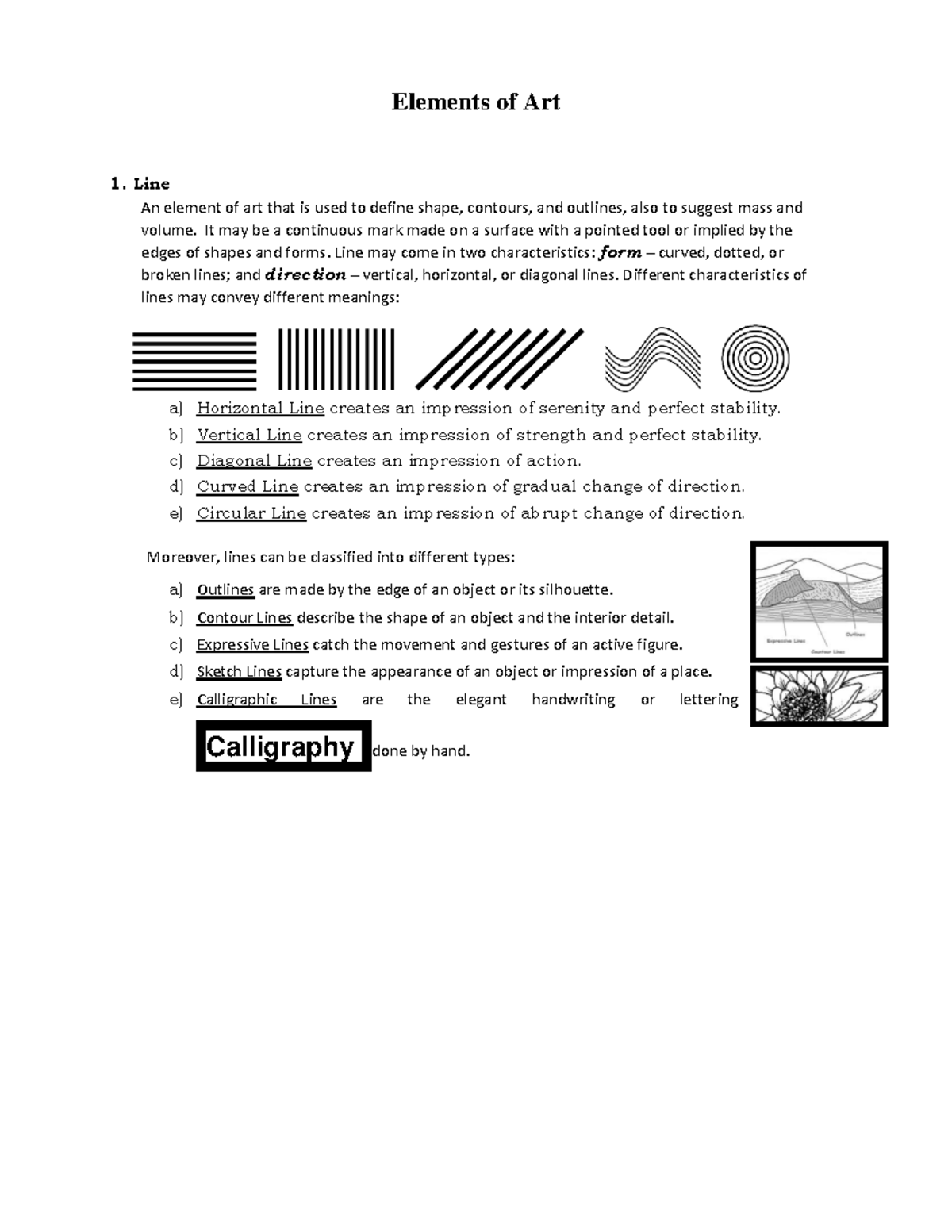 Elements of Art - Thank you - Elements of Art Line An element of art ...