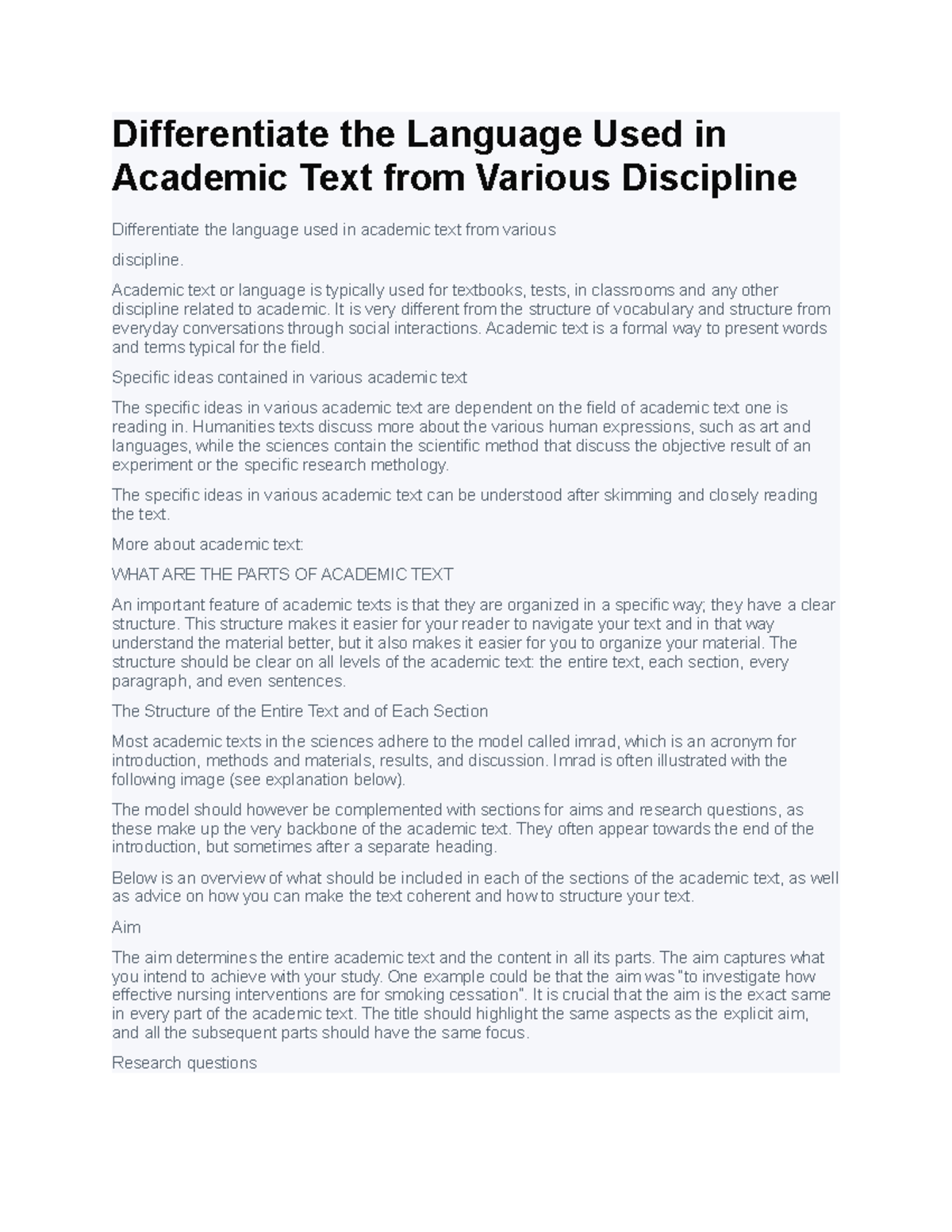 Differentiating Academic Language Across Disciplines: Insights and ...