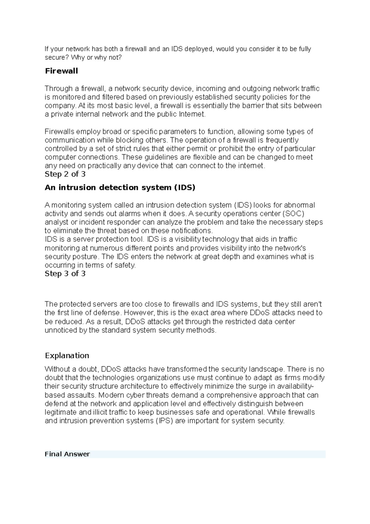 Evaluating Network Security: Firewall & IDS Limitations Explained - Studocu