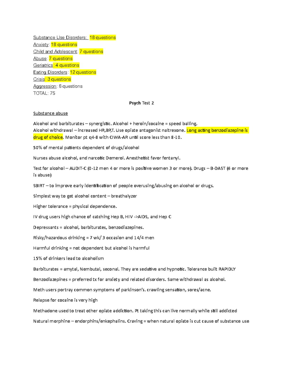 Exam 2 Study Guide - Key Topics in Mental Health Nursing (MHN 201 ...