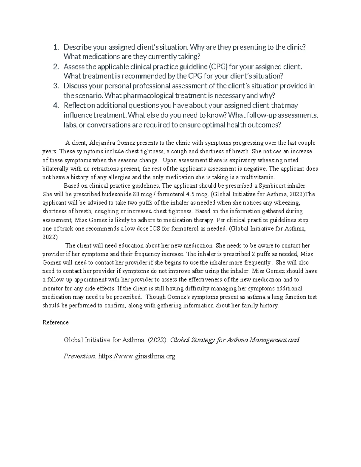 Argumentative Client Scenario in Primary Care: Week 4 Analysis - Studocu