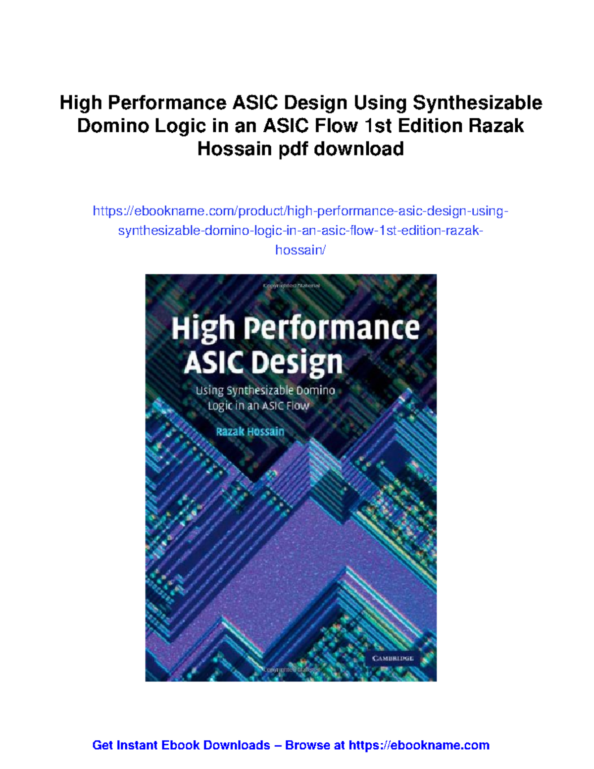 High Performance ASIC Design: Synthesizable Domino Logic Techniques ...