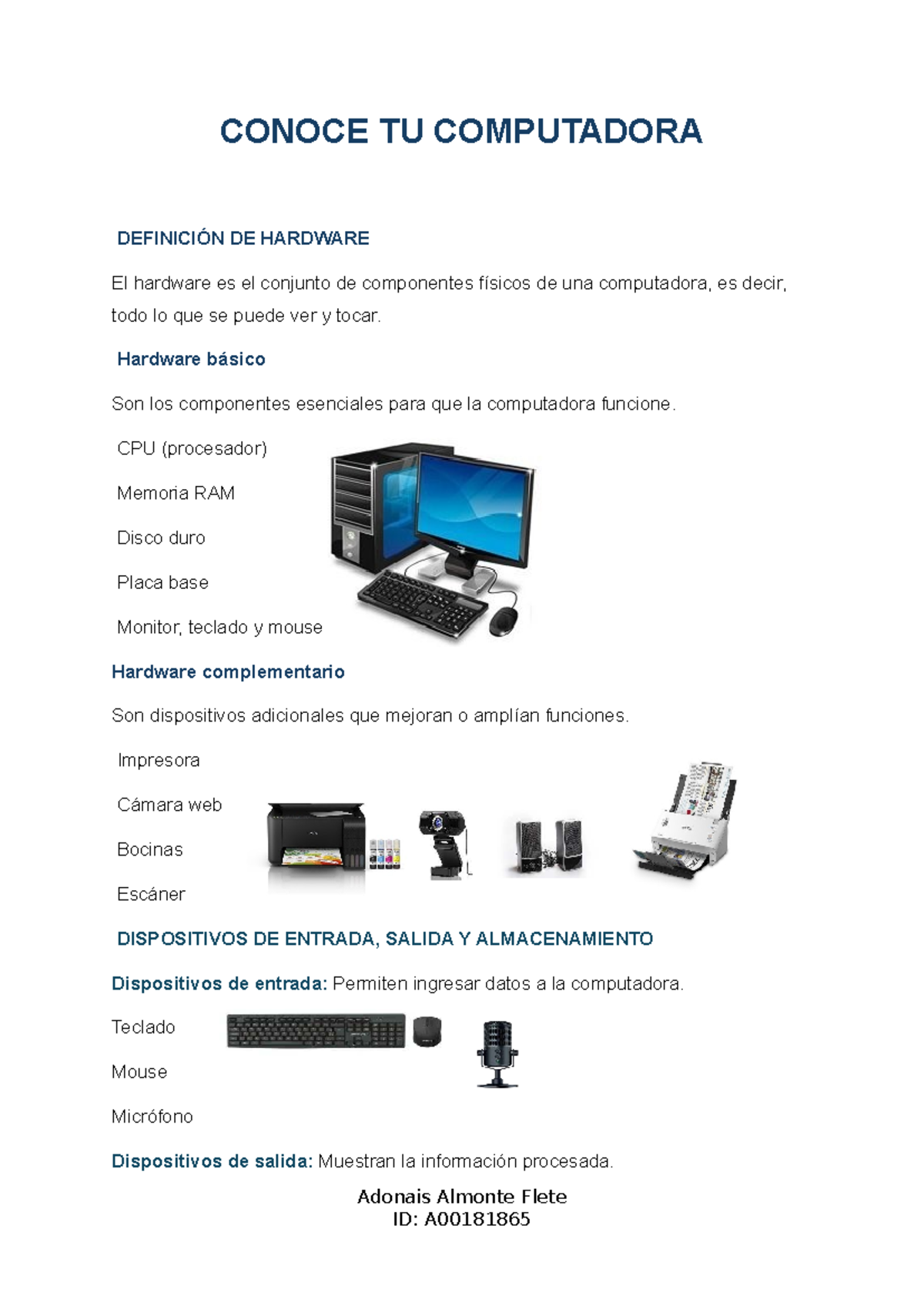 Informatica Basica: Hardware y Software - TIC I - Studocu