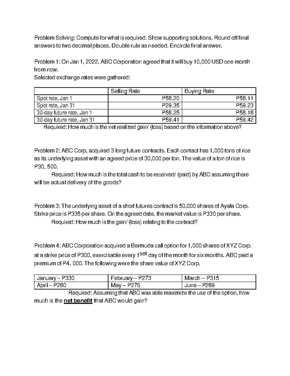 Problem Solving in Finance: Exchange Rates, Options, and Futures ...