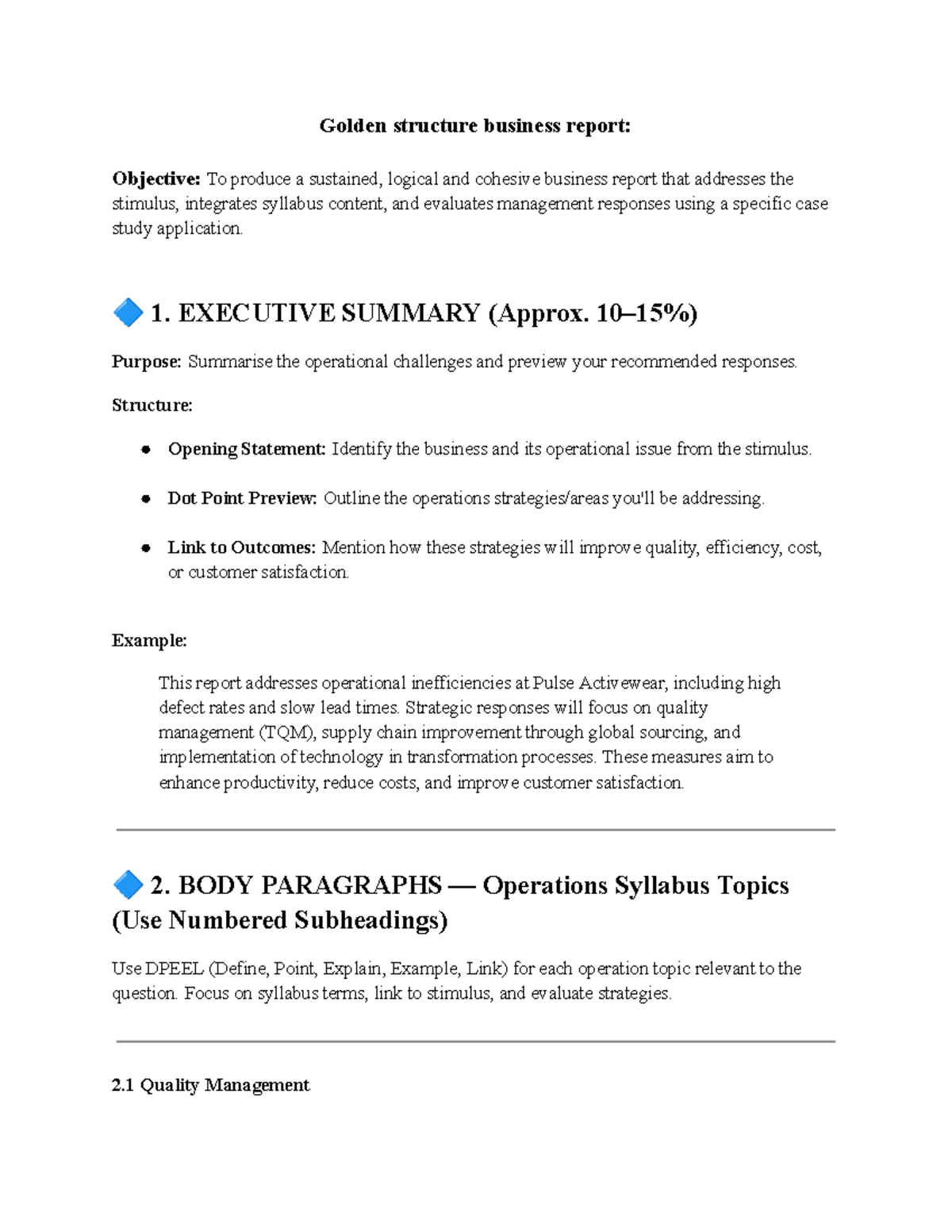 BUS 101: Final Exam Business Report Writing Guide and Strategies - Studocu