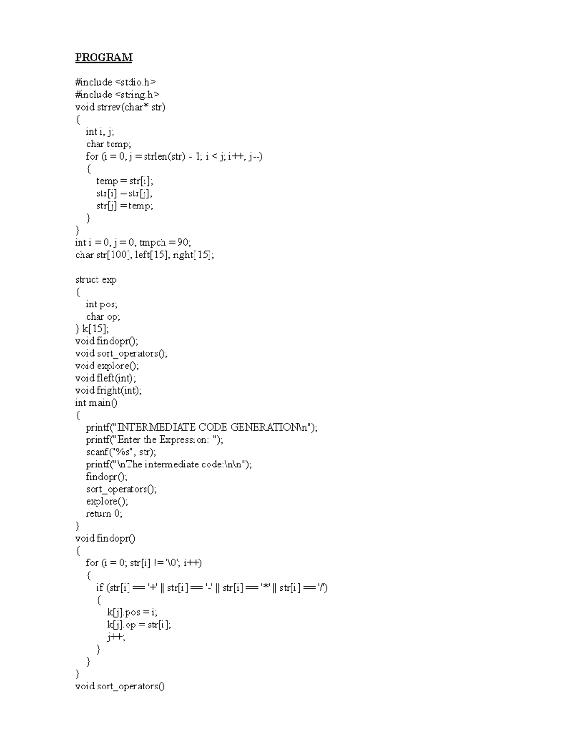 Intermediate Code Generation Experiment (EXP55555) - Studocu