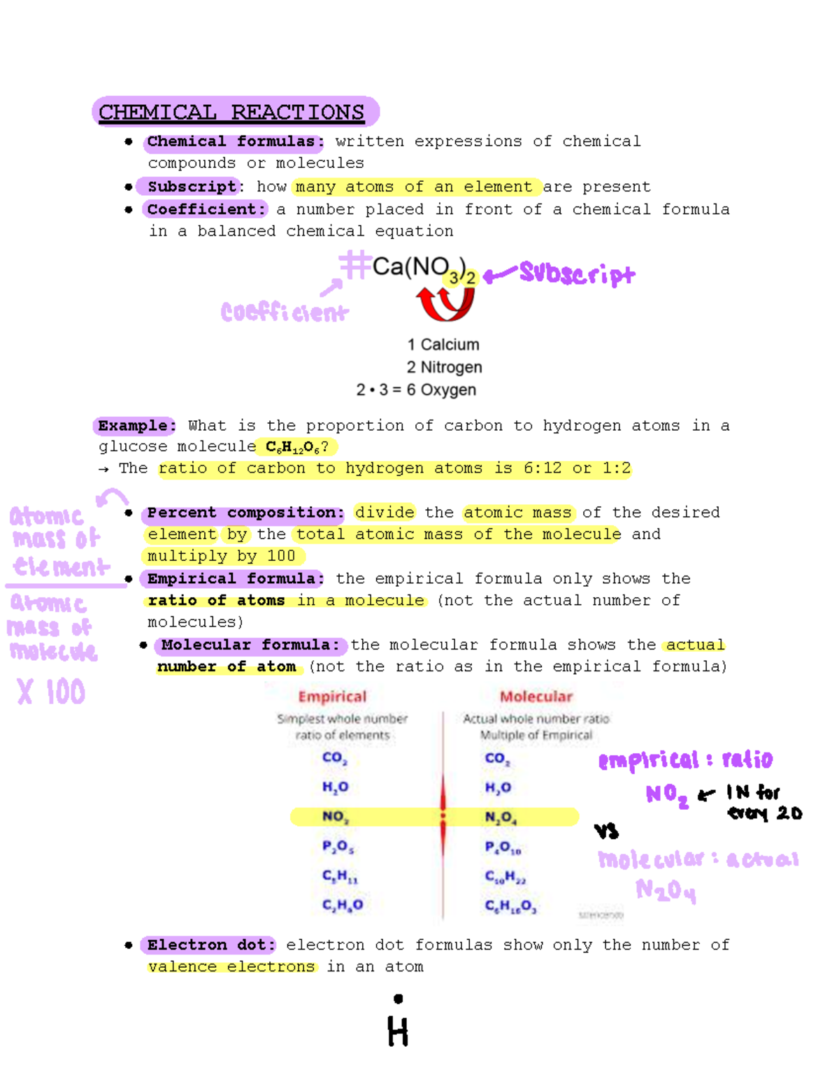 Chemical Reactions and Stoichiometry Notes for CHEM 101 - Studocu