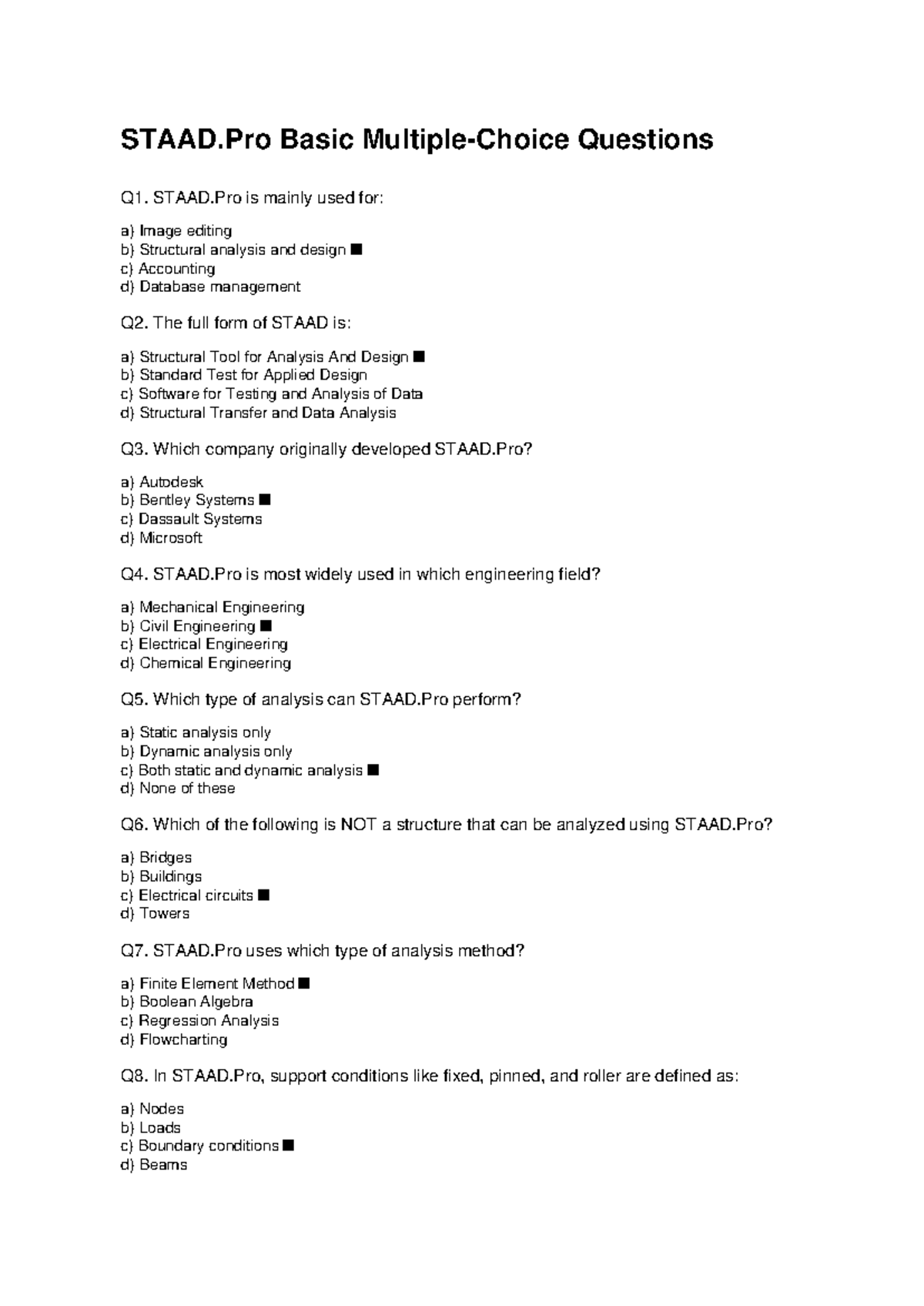STAAD.Pro Basic Questions and Answers for Exam Preparation - Studocu