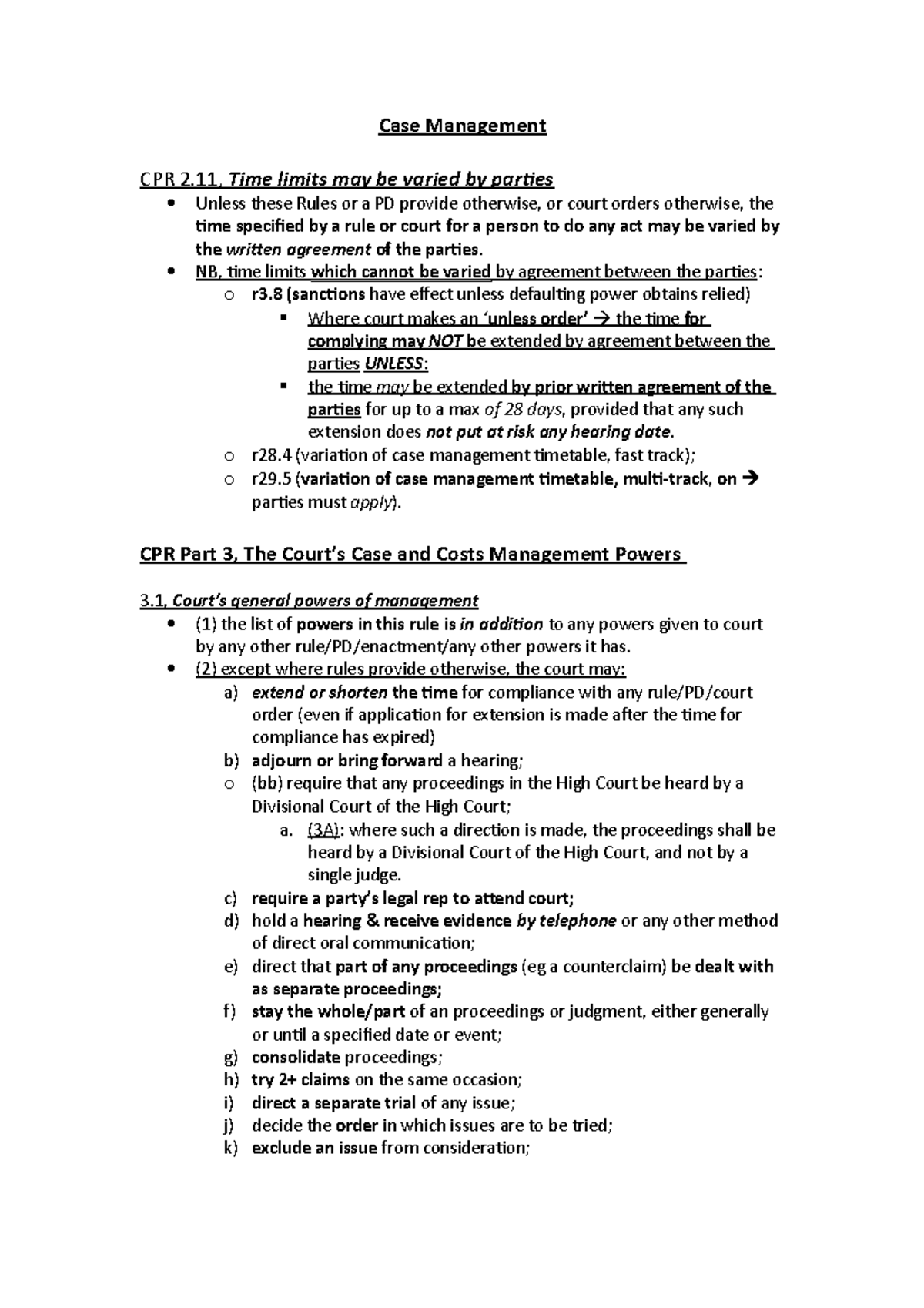 Case Management Strategies and Rules Overview - Legal Studies (CPR ...