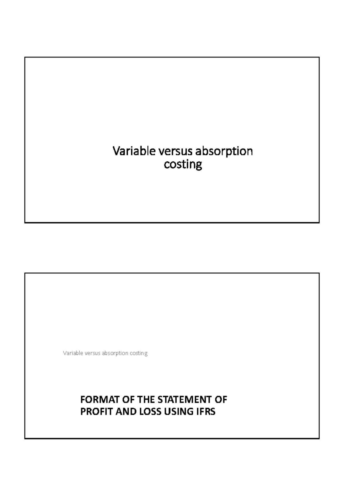 Variable and Absorption Costing Notes (ACCT 101) - Studocu