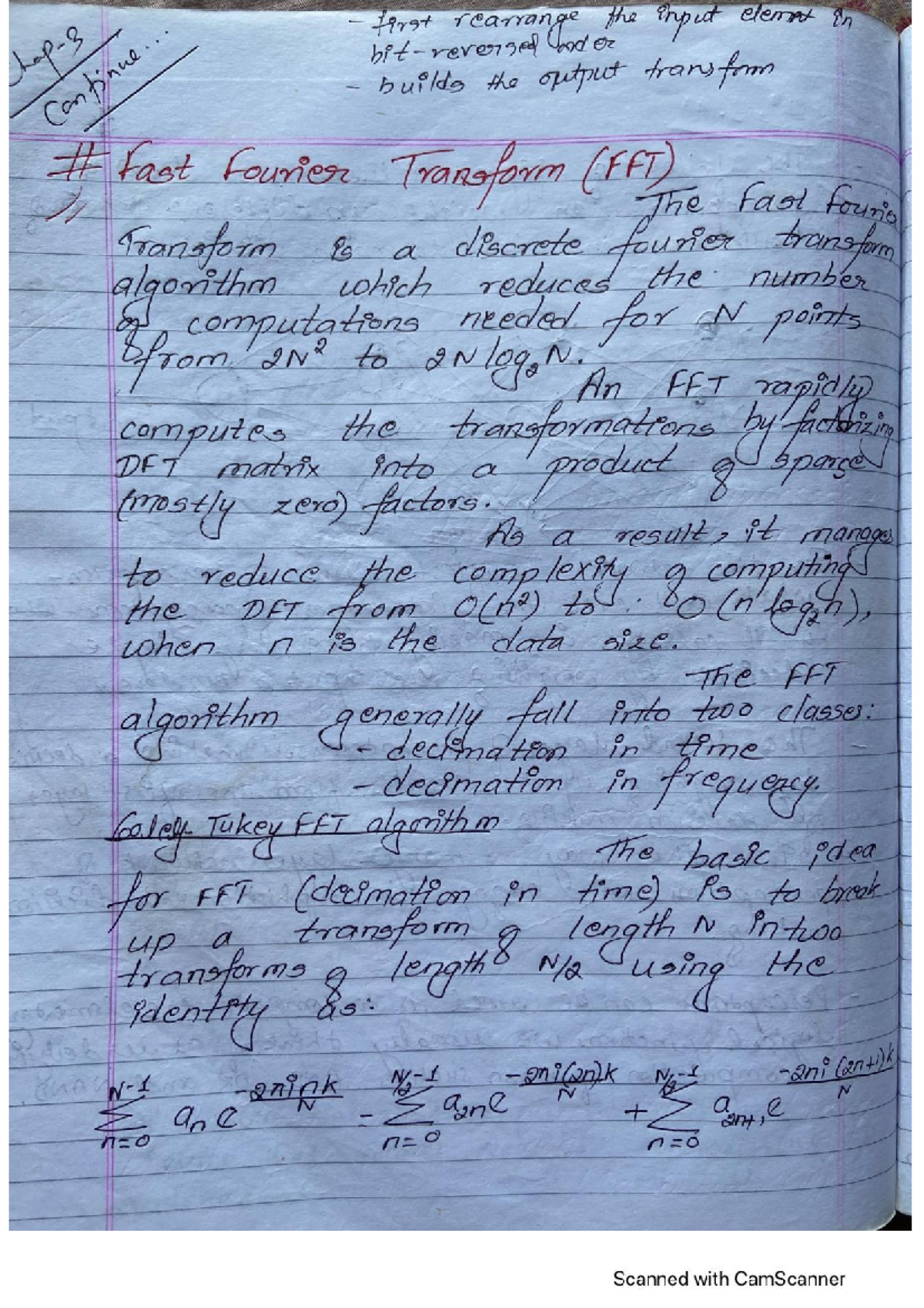 Unit 3: Fast Fourier Transform (FFT) and Image Redundancy Notes - Studocu