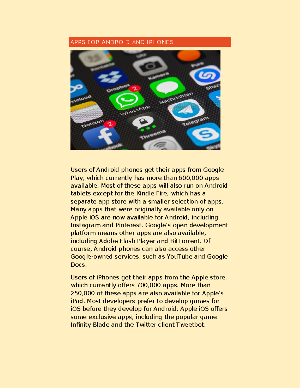 APPS FOR ANDROID AND IPHONES: A Comparative Study (Project 2) - Studocu