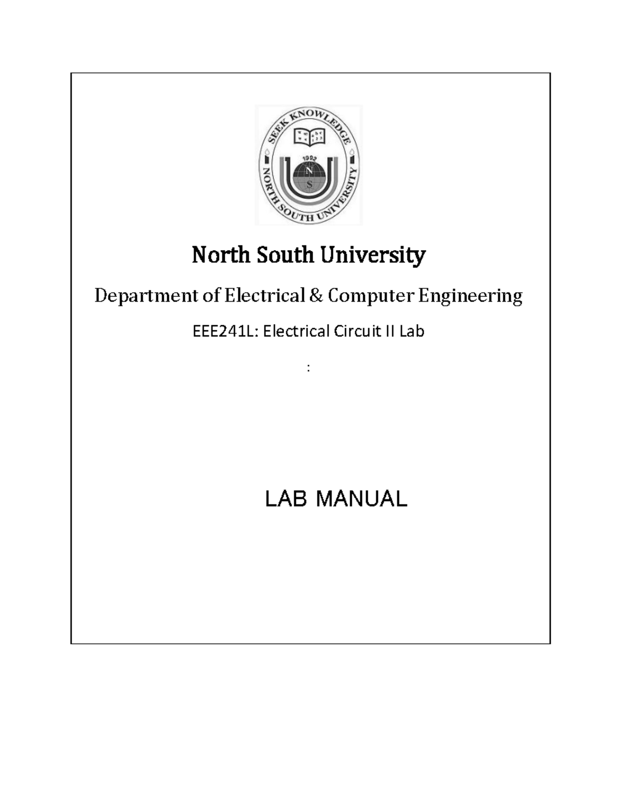 EEE241L Lab Manual: AC Circuit Problem Solving Solutions - Studocu